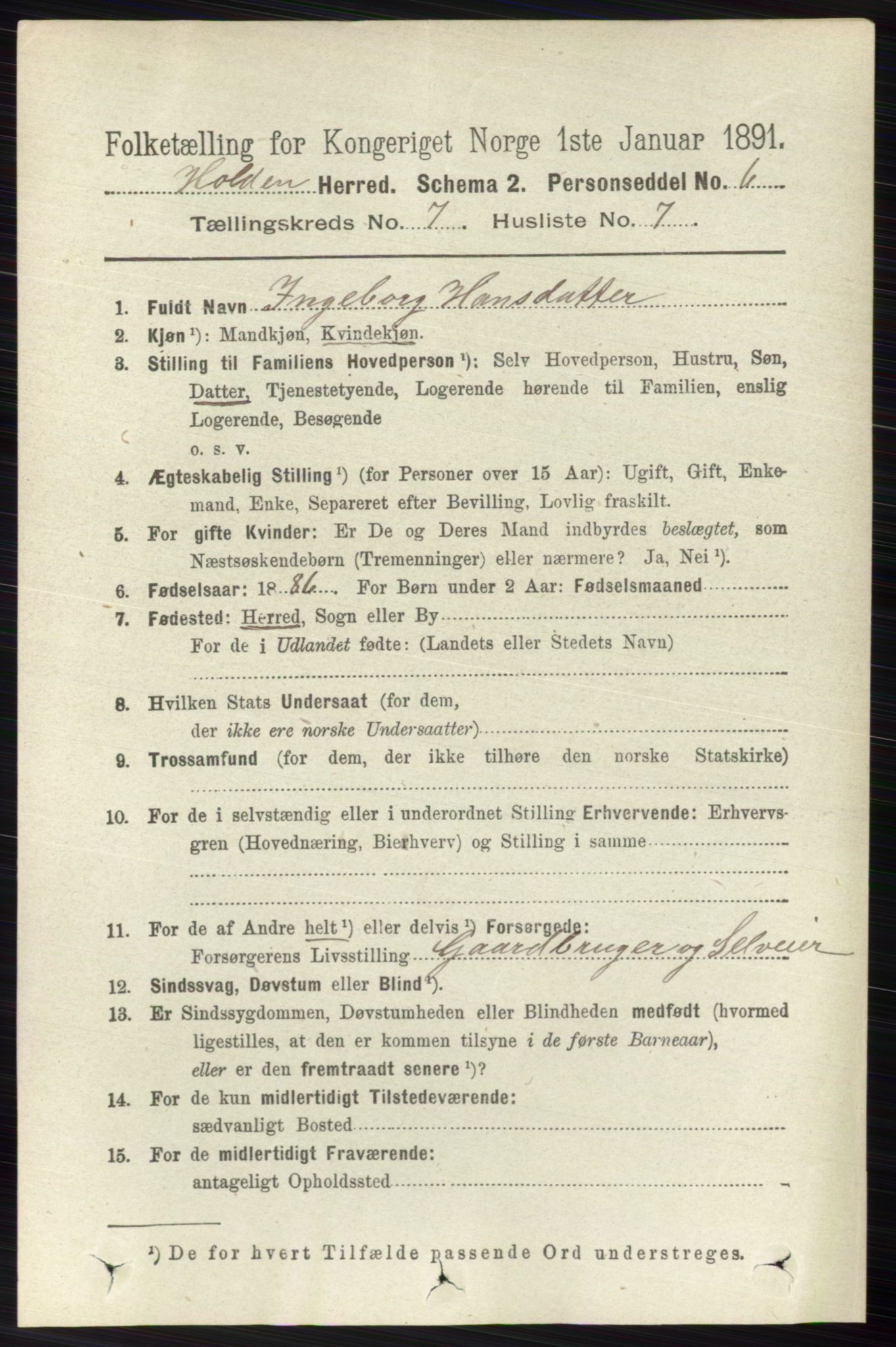 RA, 1891 census for 0819 Holla, 1891, p. 3316