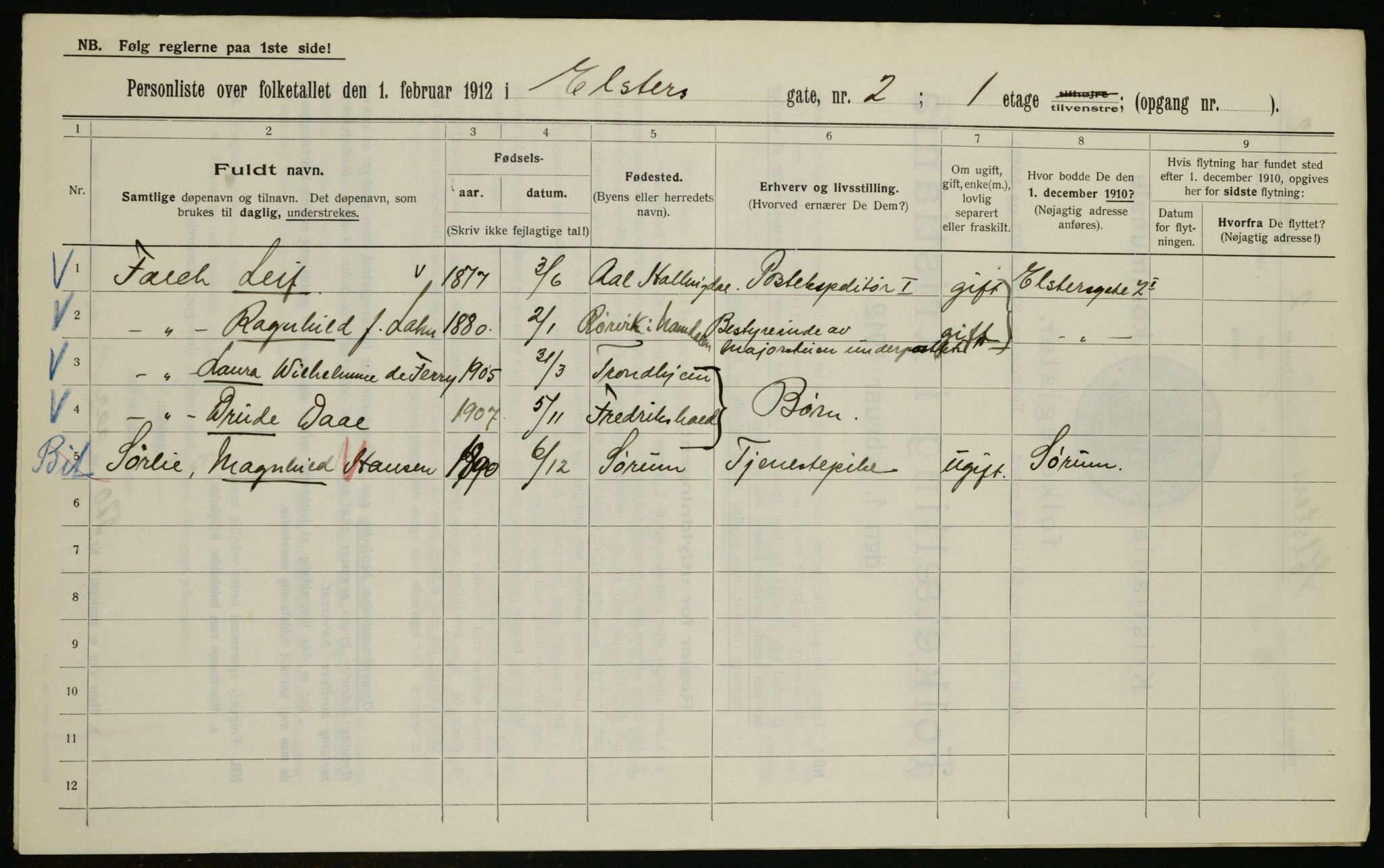 OBA, Municipal Census 1912 for Kristiania, 1912, p. 20807