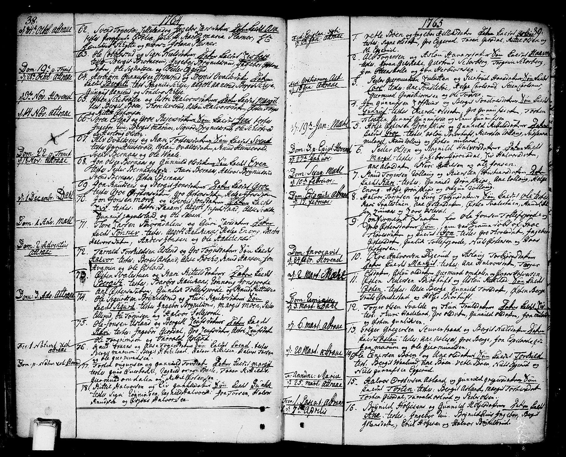 Tinn kirkebøker, SAKO/A-308/F/Fa/L0002: Parish register (official) no. I 2, 1757-1810, p. 38-39