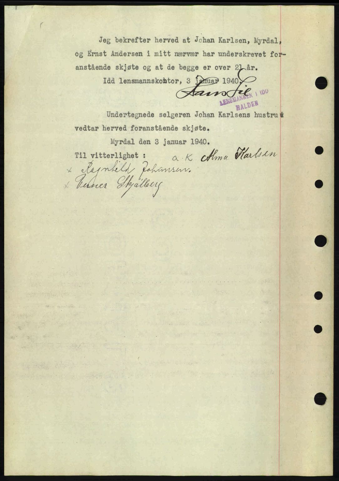 Idd og Marker sorenskriveri, AV/SAO-A-10283/G/Gb/Gbb/L0004: Mortgage book no. A4, 1940-1941, Diary no: : 17/1940