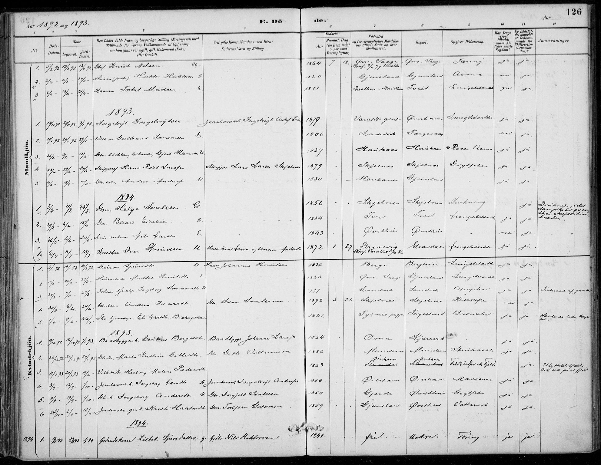 Strandebarm sokneprestembete, SAB/A-78401/H/Haa: Parish register (official) no. D  1, 1886-1912, p. 126