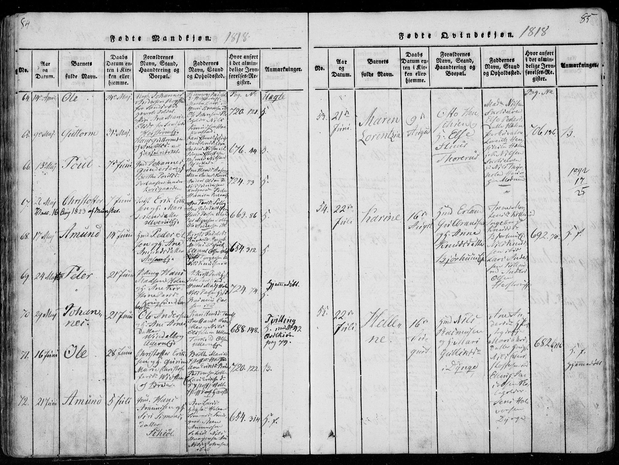 Eiker kirkebøker, SAKO/A-4/F/Fa/L0011: Parish register (official) no. I 11, 1814-1827, p. 84-85