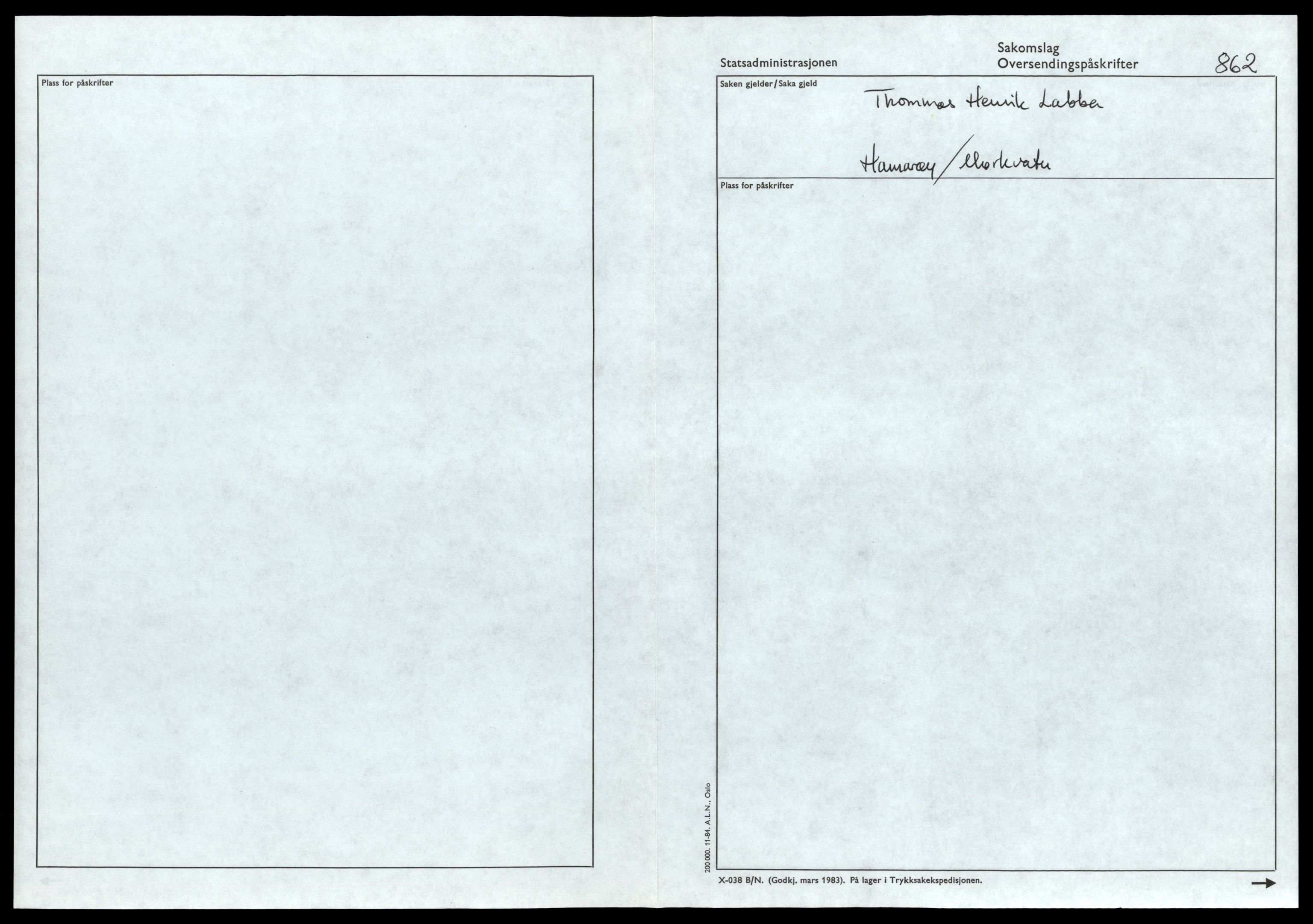 Reindriftsforvaltningen Nordland, SAT/A-5309/D/Dc/L0506/0002: Korrespondanse ordnet etter arkivnøkkel / Registrering av reinmerker - Hamarøy / Mørkvatn, 1966-1981, p. 45