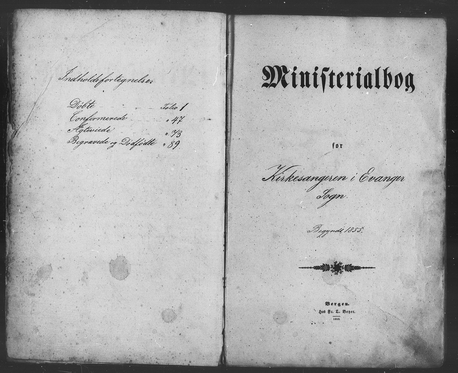 Evanger sokneprestembete, AV/SAB-A-99924: Parish register (copy) no. A 1, 1855-1864