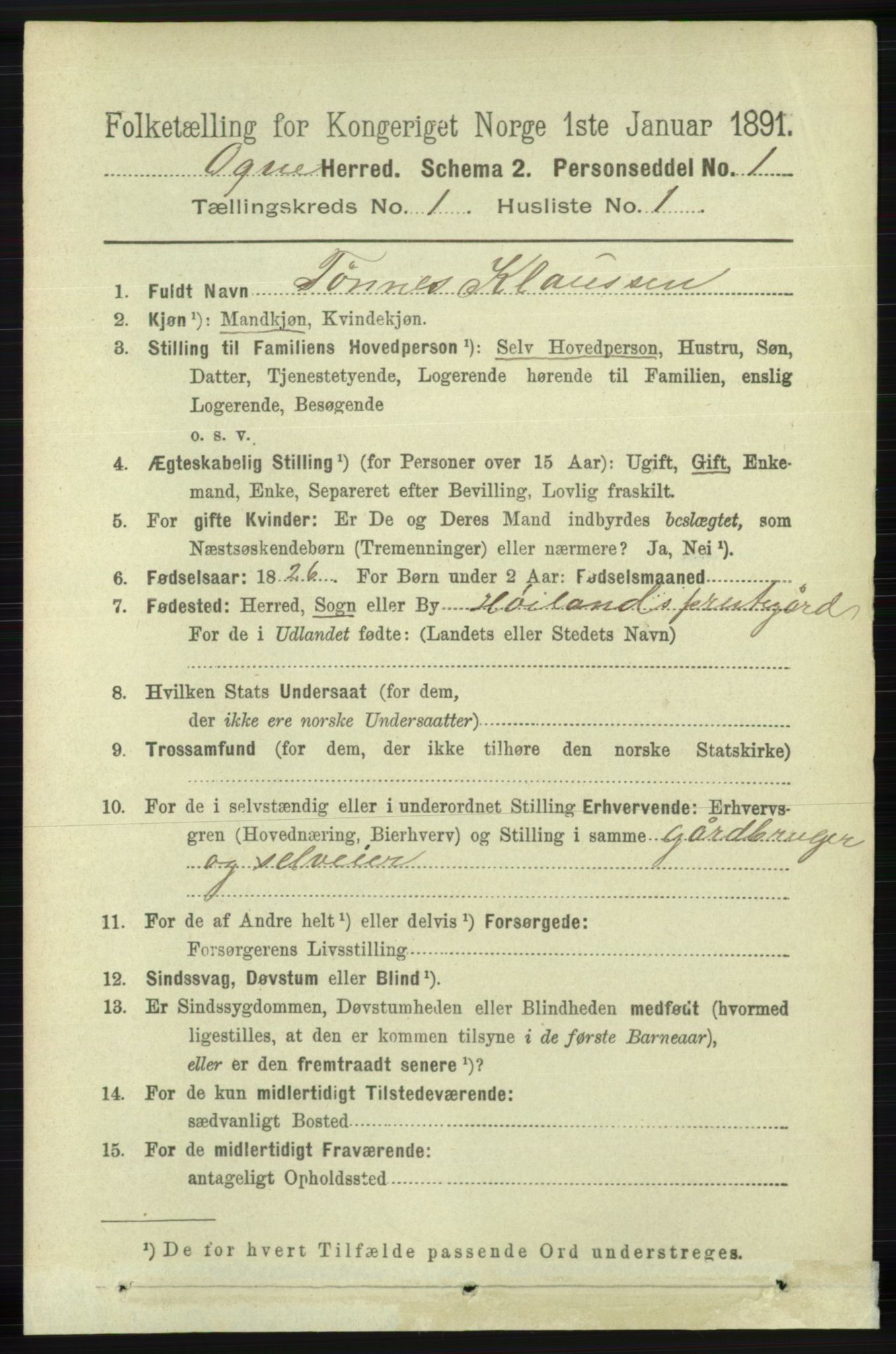 RA, 1891 census for 1117 Ogna, 1891, p. 108