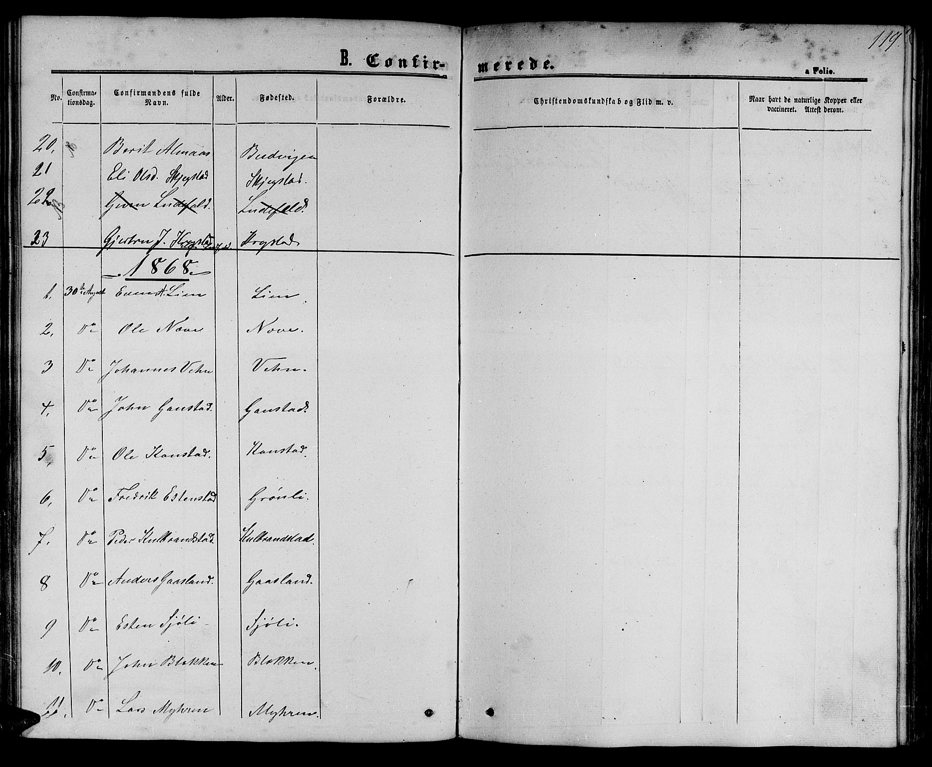 Ministerialprotokoller, klokkerbøker og fødselsregistre - Sør-Trøndelag, SAT/A-1456/694/L1131: Parish register (copy) no. 694C03, 1858-1886, p. 119