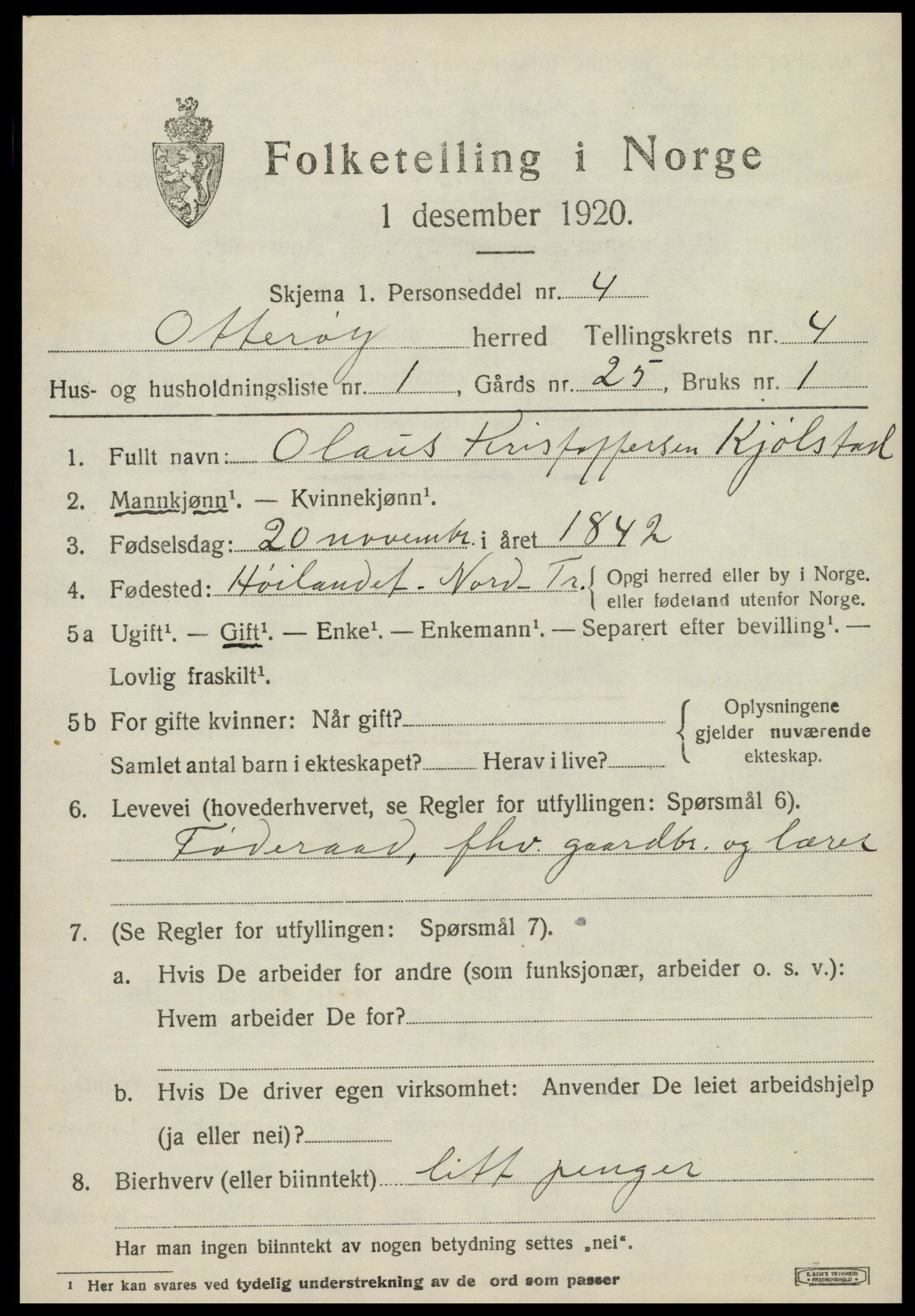 SAT, 1920 census for Otterøy, 1920, p. 1763