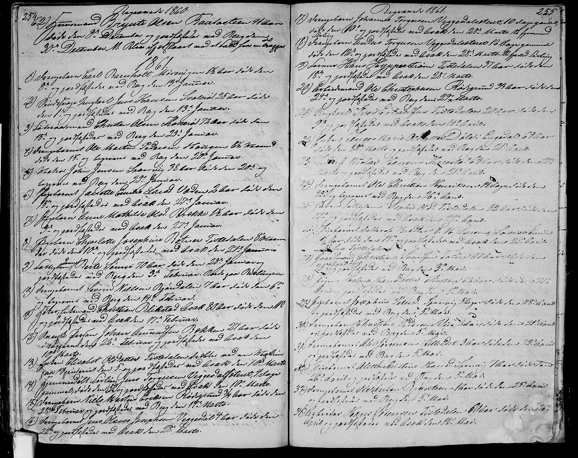 Berg prestekontor Kirkebøker, SAO/A-10902/G/Ga/L0003: Parish register (copy) no.  I 3, 1850-1866, p. 254-255