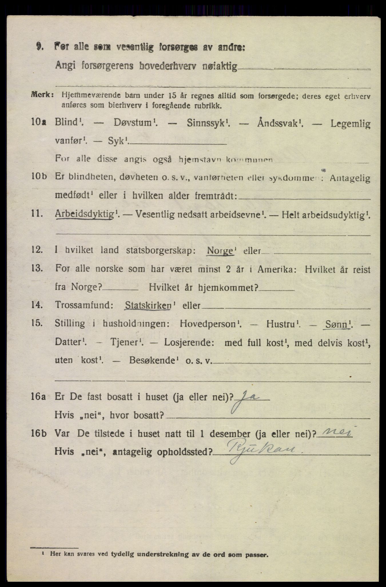 SAK, 1920 census for Oddernes, 1920, p. 7112