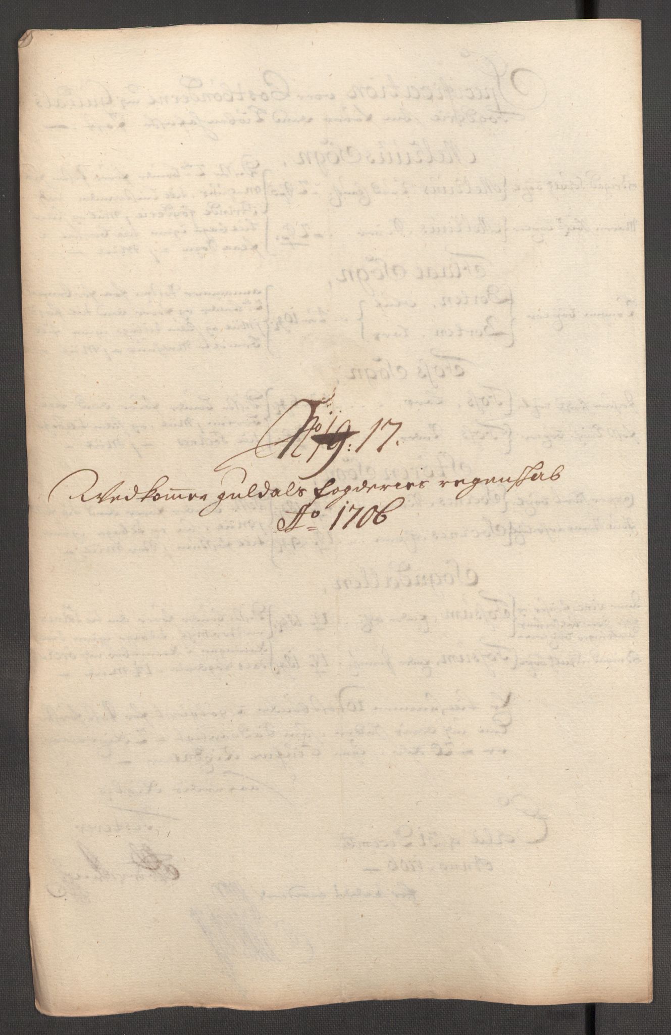 Rentekammeret inntil 1814, Reviderte regnskaper, Fogderegnskap, AV/RA-EA-4092/R60/L3956: Fogderegnskap Orkdal og Gauldal, 1706, p. 345