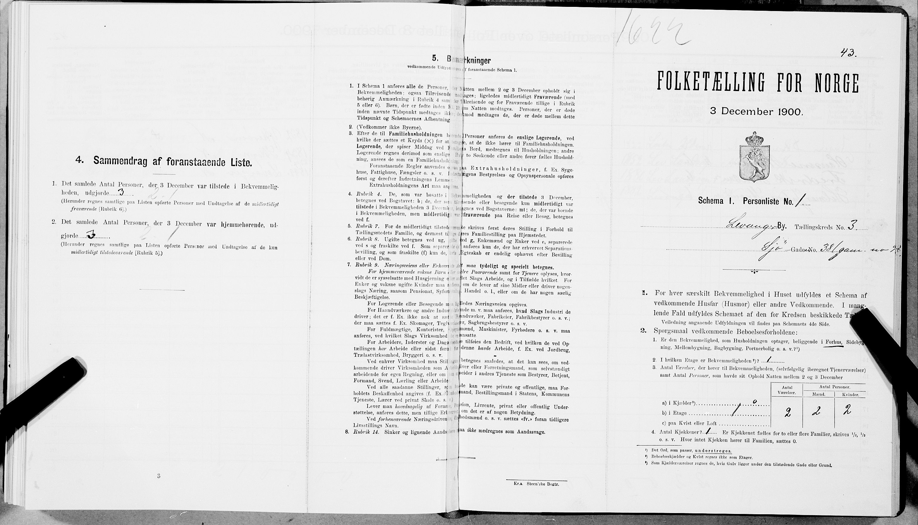 SAT, 1900 census for Levanger, 1900, p. 388
