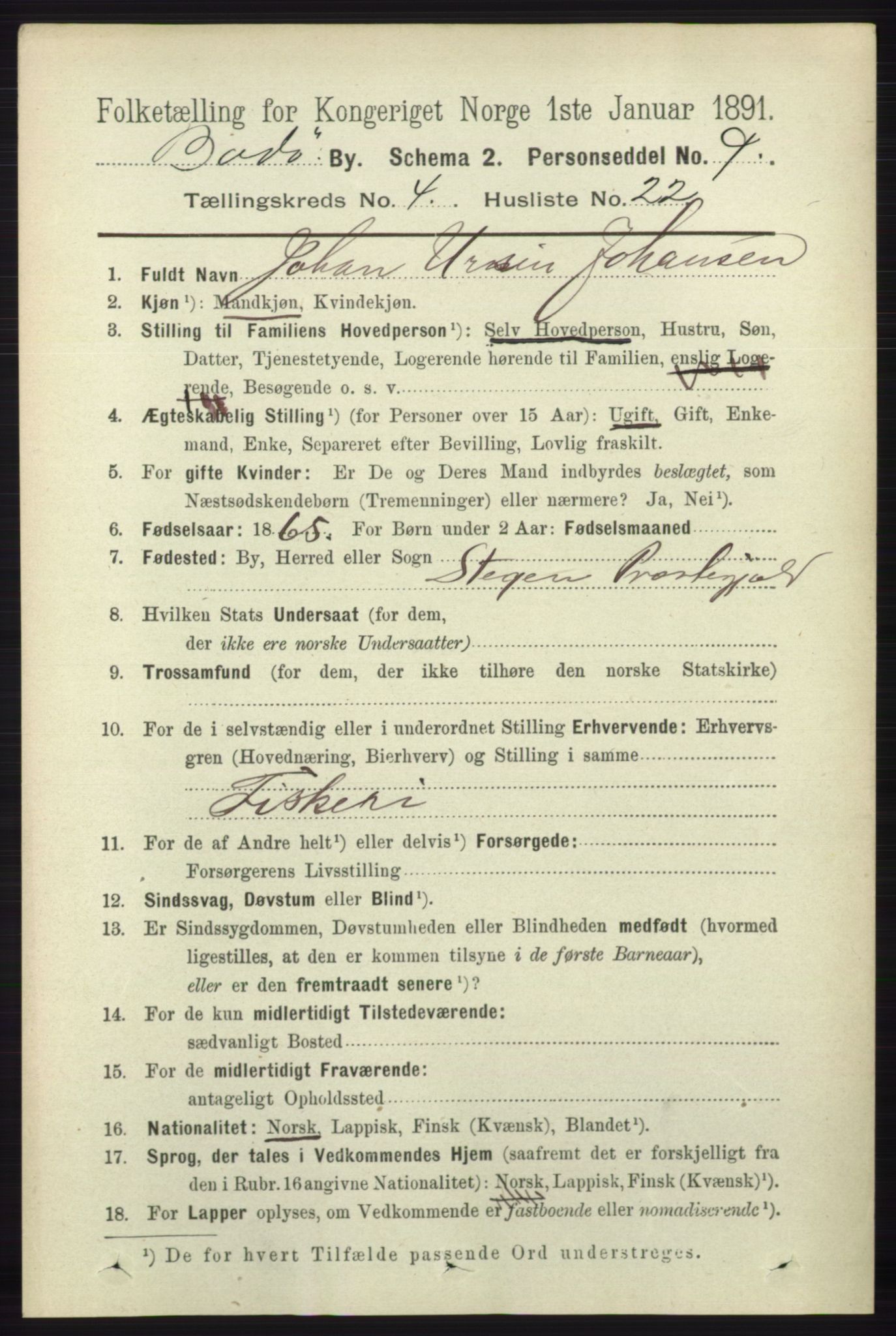 RA, 1891 census for 1804 Bodø, 1891, p. 3240