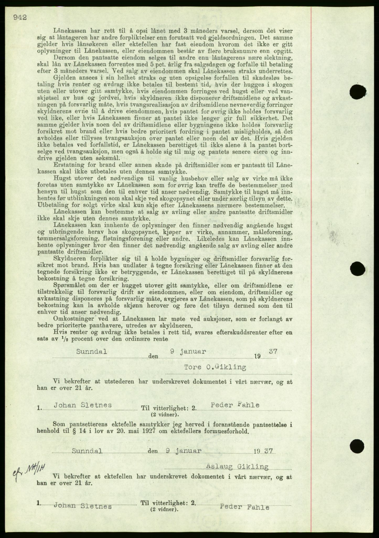 Nordmøre sorenskriveri, AV/SAT-A-4132/1/2/2Ca/L0090: Mortgage book no. B80, 1936-1937, Diary no: : 337/1937