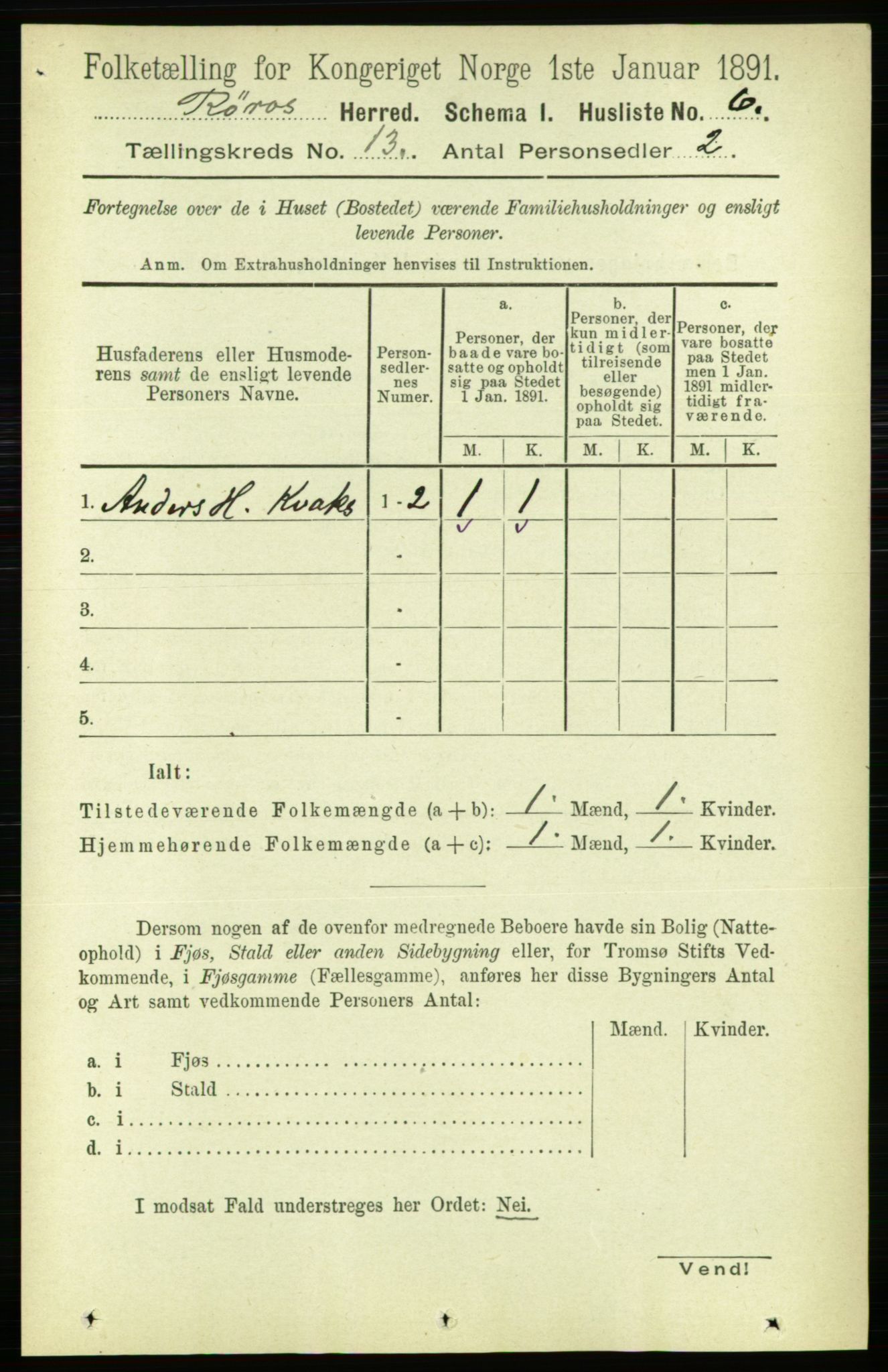 RA, 1891 census for 1640 Røros, 1891, p. 2514