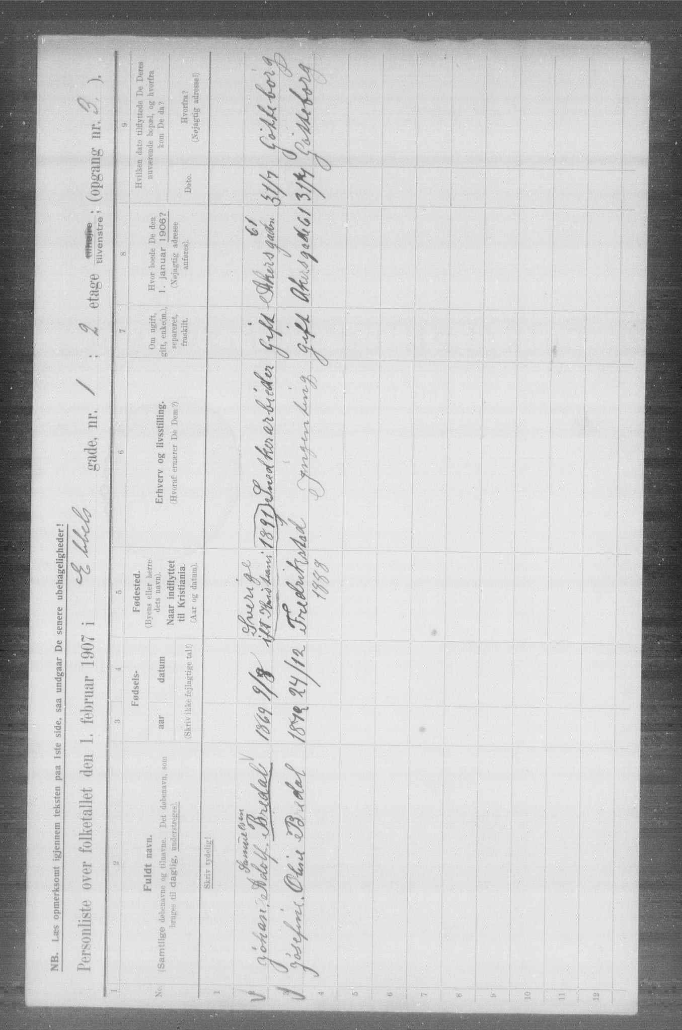 OBA, Municipal Census 1907 for Kristiania, 1907, p. 9184