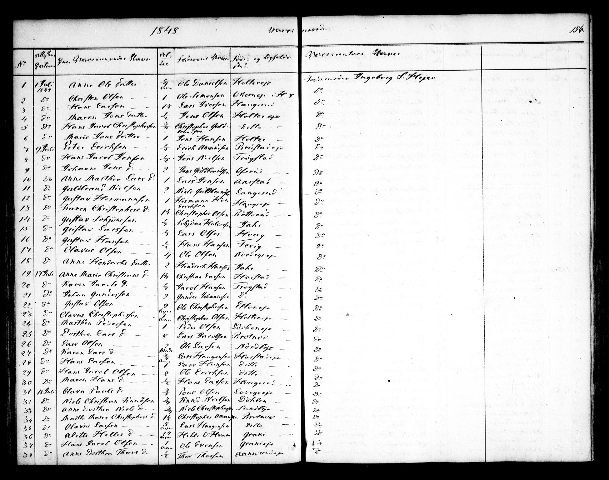 Nannestad prestekontor Kirkebøker, AV/SAO-A-10414a/F/Fa/L0010: Parish register (official) no. I 10, 1840-1850, p. 156