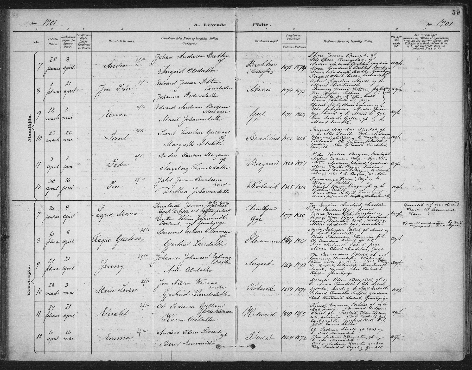 Ministerialprotokoller, klokkerbøker og fødselsregistre - Møre og Romsdal, SAT/A-1454/586/L0988: Parish register (official) no. 586A14, 1893-1905, p. 59