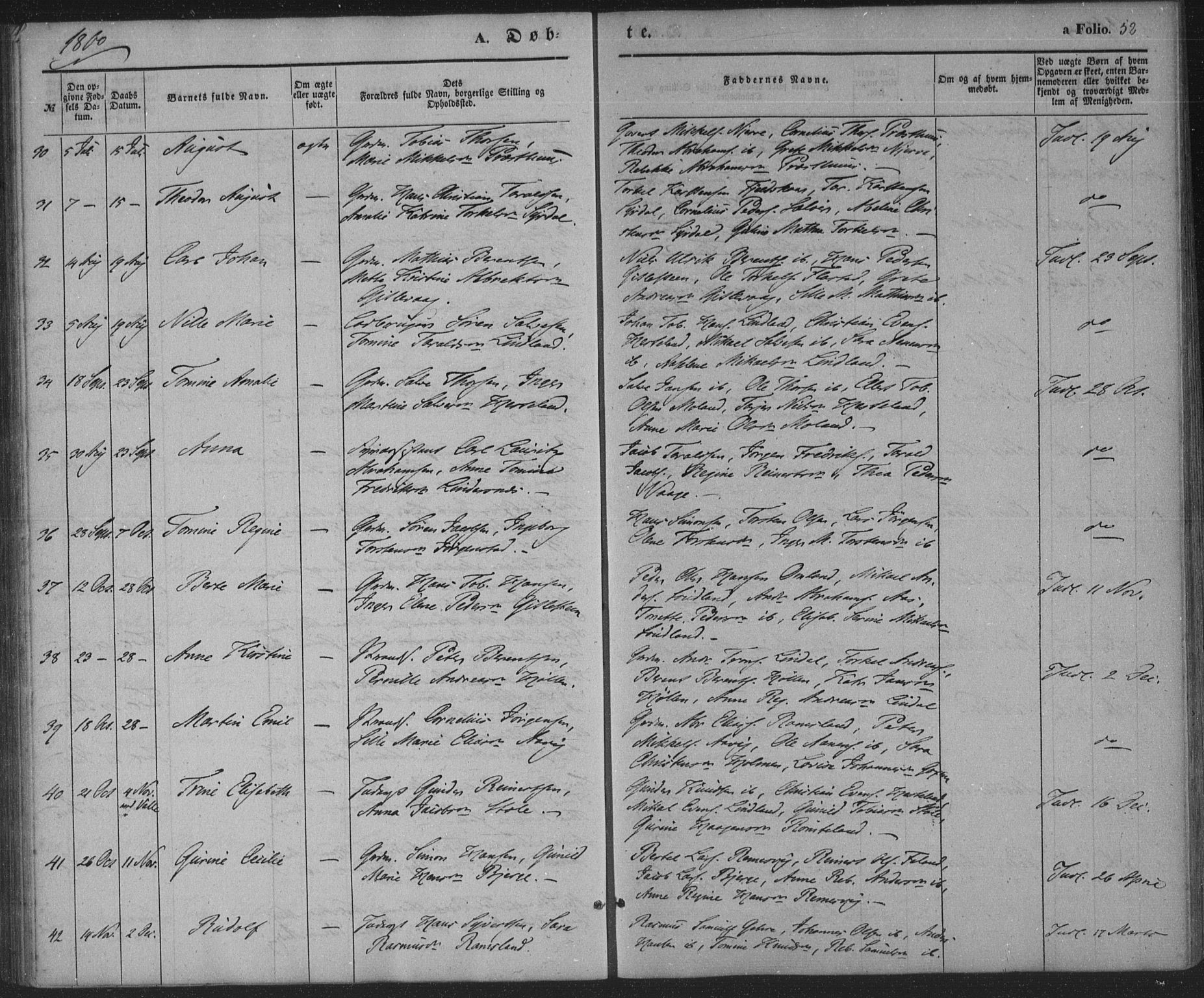 Sør-Audnedal sokneprestkontor, AV/SAK-1111-0039/F/Fa/Faa/L0002: Parish register (official) no. A 2, 1848-1867, p. 52