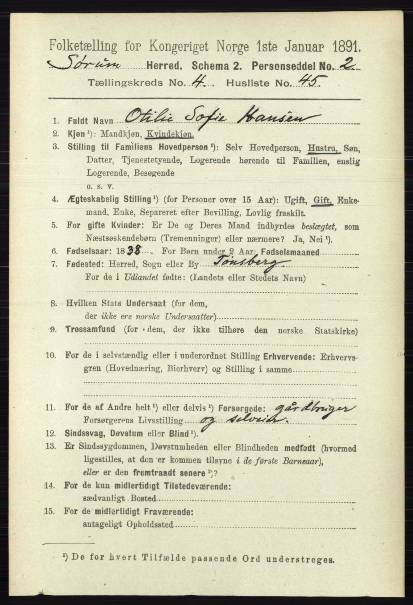 RA, 1891 census for 0226 Sørum, 1891, p. 2137