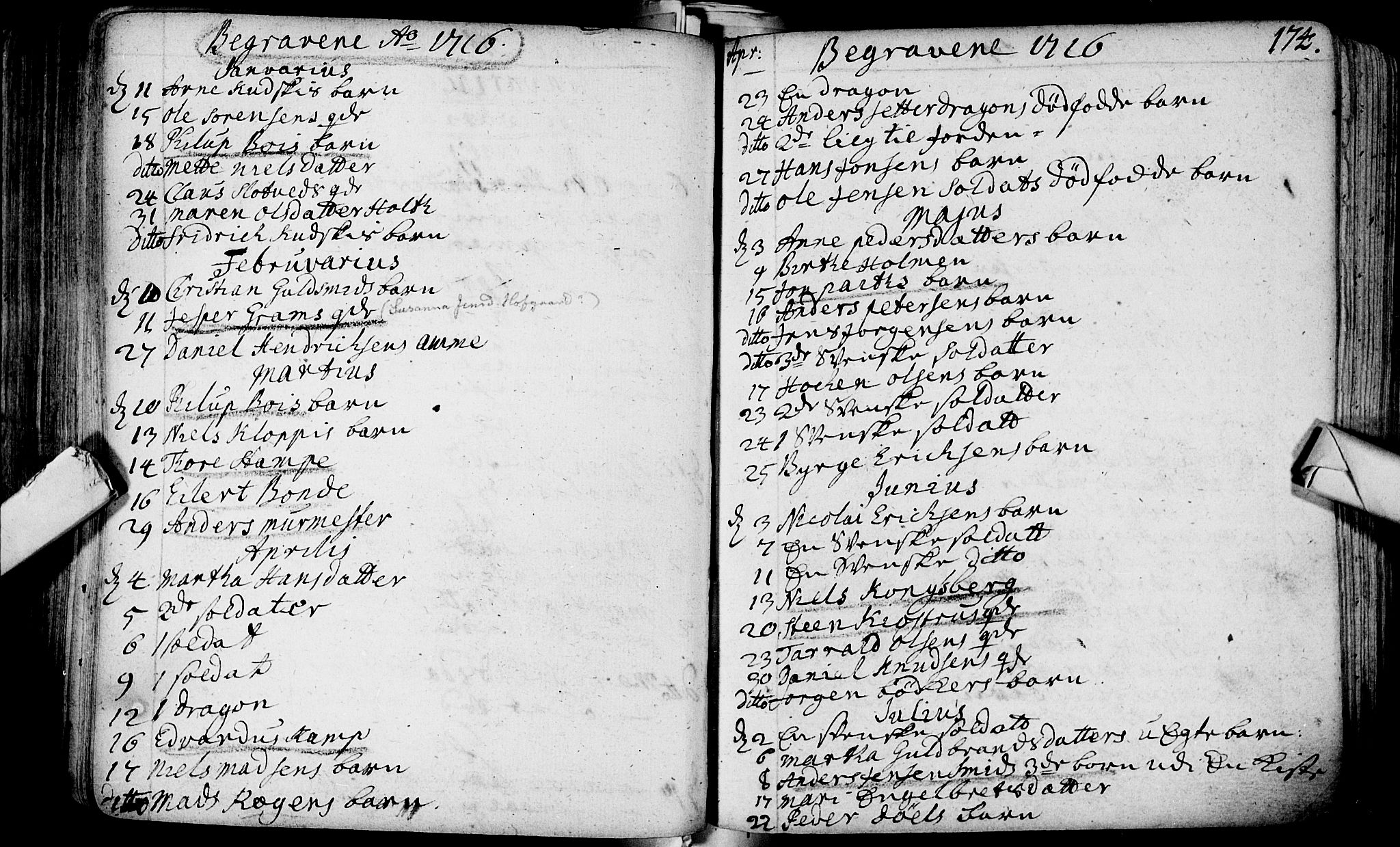 Bragernes kirkebøker, SAKO/A-6/F/Fa/L0003: Parish register (official) no. I 3, 1706-1734, p. 174