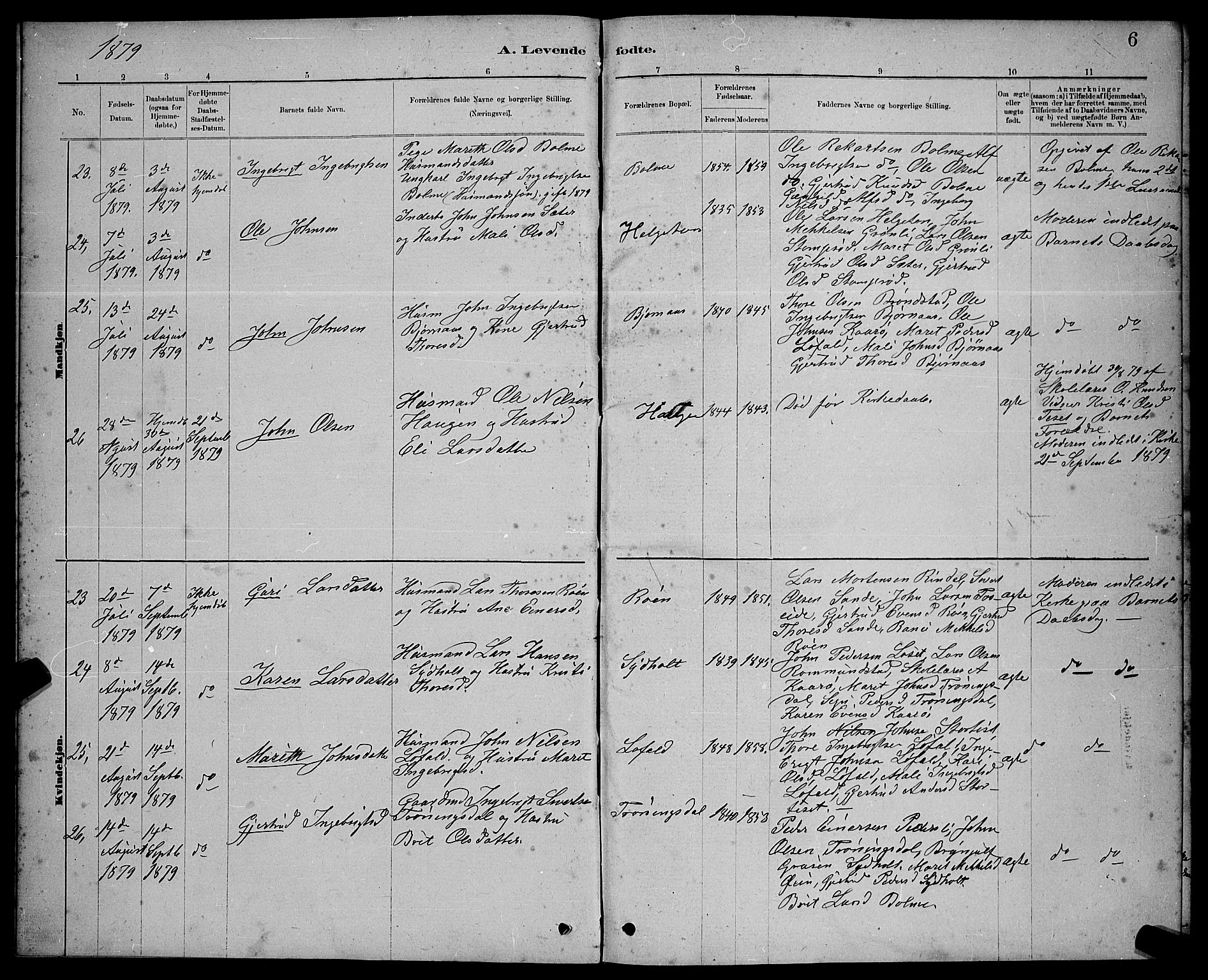 Ministerialprotokoller, klokkerbøker og fødselsregistre - Møre og Romsdal, AV/SAT-A-1454/598/L1077: Parish register (copy) no. 598C02, 1879-1891, p. 6