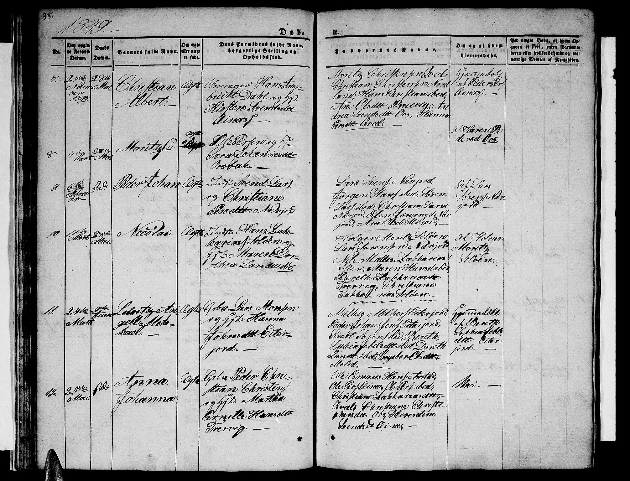 Ministerialprotokoller, klokkerbøker og fødselsregistre - Nordland, AV/SAT-A-1459/846/L0652: Parish register (copy) no. 846C02, 1841-1871, p. 38