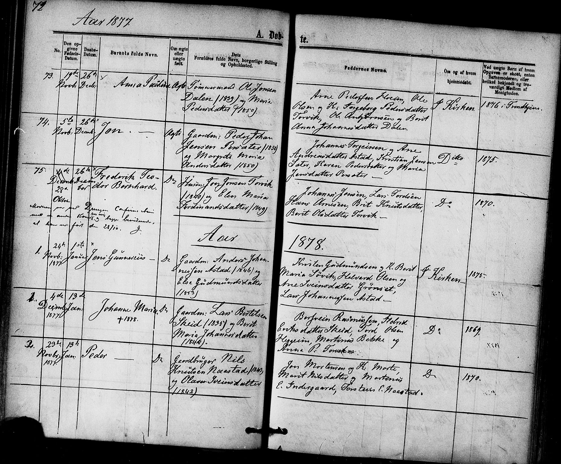 Ministerialprotokoller, klokkerbøker og fødselsregistre - Møre og Romsdal, AV/SAT-A-1454/584/L0966: Parish register (official) no. 584A06, 1869-1878, p. 72