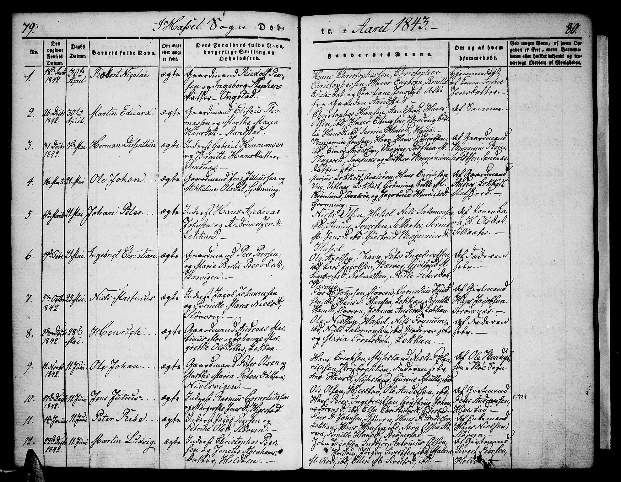 Ministerialprotokoller, klokkerbøker og fødselsregistre - Nordland, SAT/A-1459/888/L1239: Parish register (official) no. 888A06 /1, 1837-1849, p. 79-80