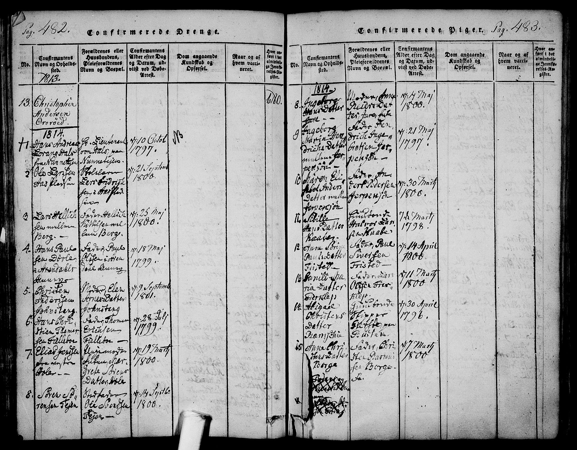 Ramnes kirkebøker, AV/SAKO-A-314/F/Fa/L0004: Parish register (official) no. I 4, 1813-1840, p. 482-483