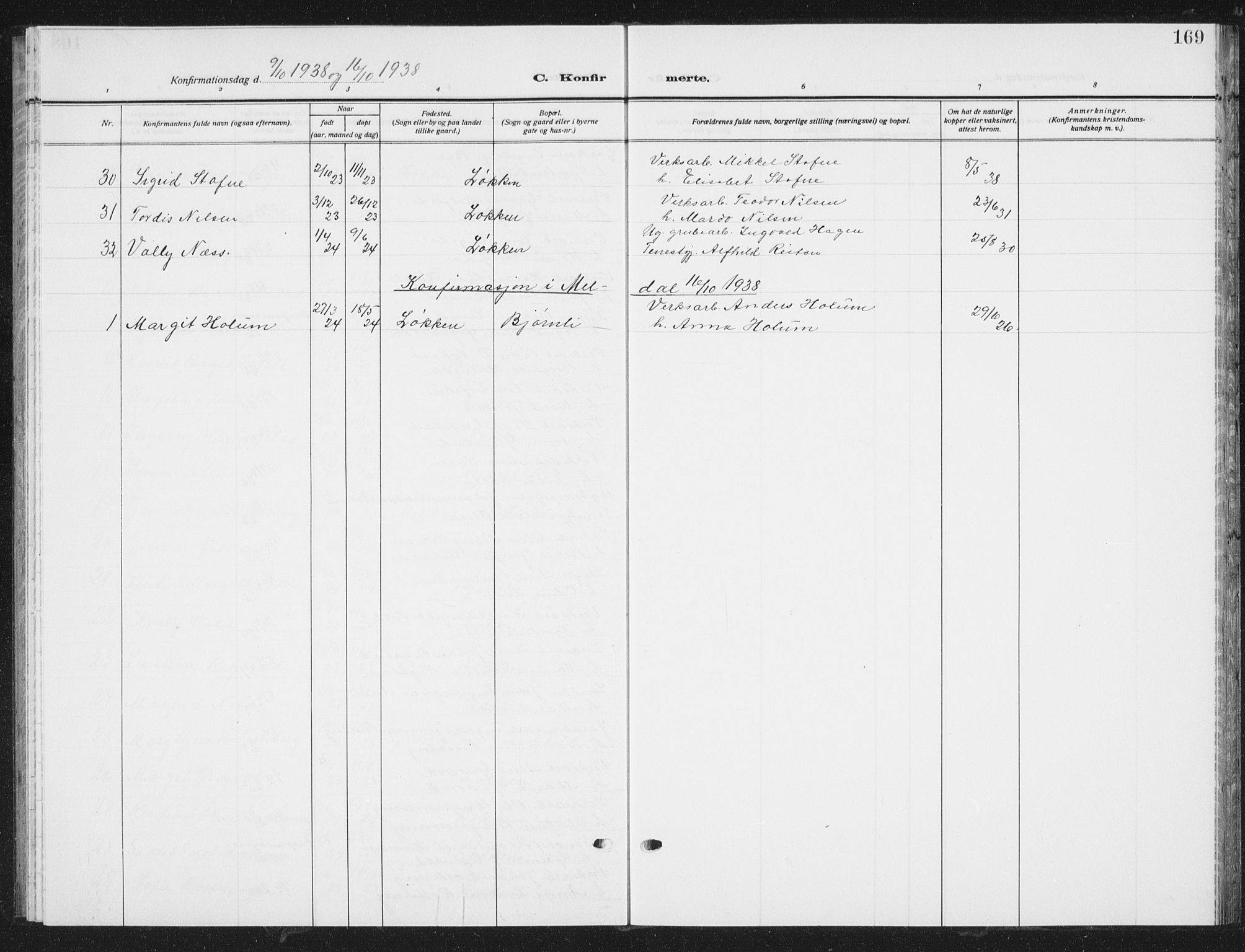 Ministerialprotokoller, klokkerbøker og fødselsregistre - Sør-Trøndelag, AV/SAT-A-1456/672/L0866: Parish register (copy) no. 672C05, 1929-1939, p. 169