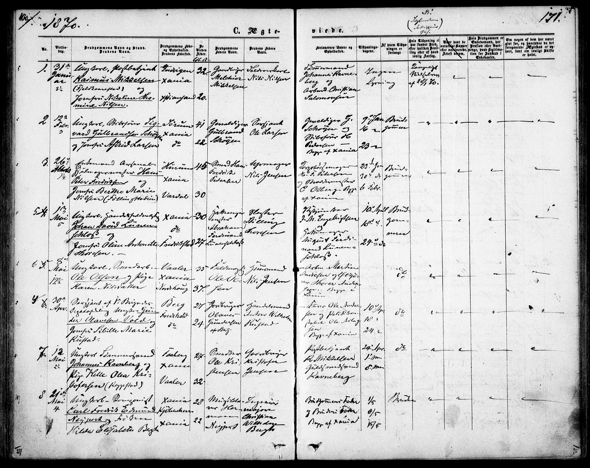 Garnisonsmenigheten Kirkebøker, SAO/A-10846/F/Fa/L0011: Parish register (official) no. 11, 1870-1880, p. 171