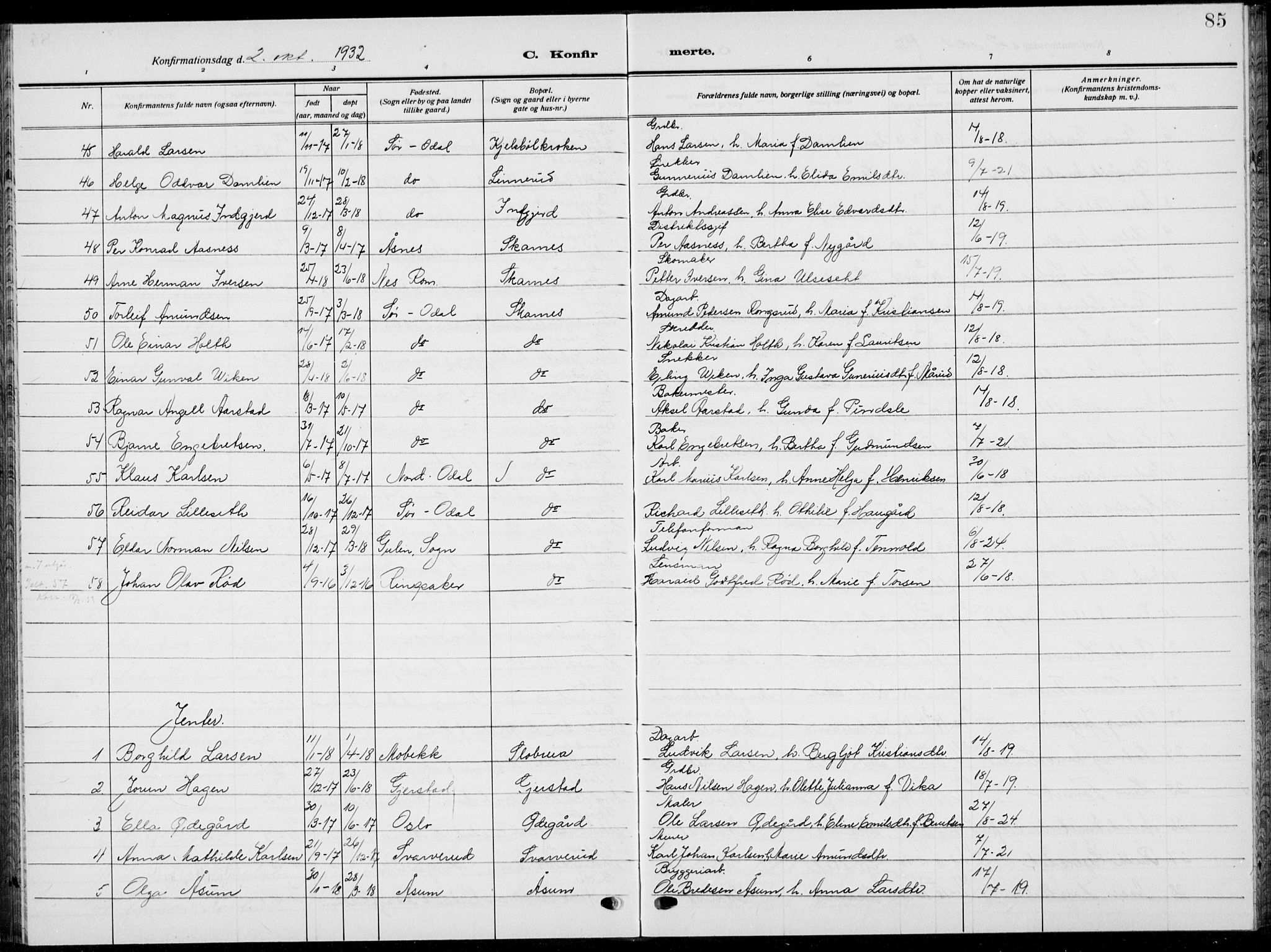 Sør-Odal prestekontor, AV/SAH-PREST-030/H/Ha/Hab/L0011: Parish register (copy) no. 11, 1922-1939, p. 85