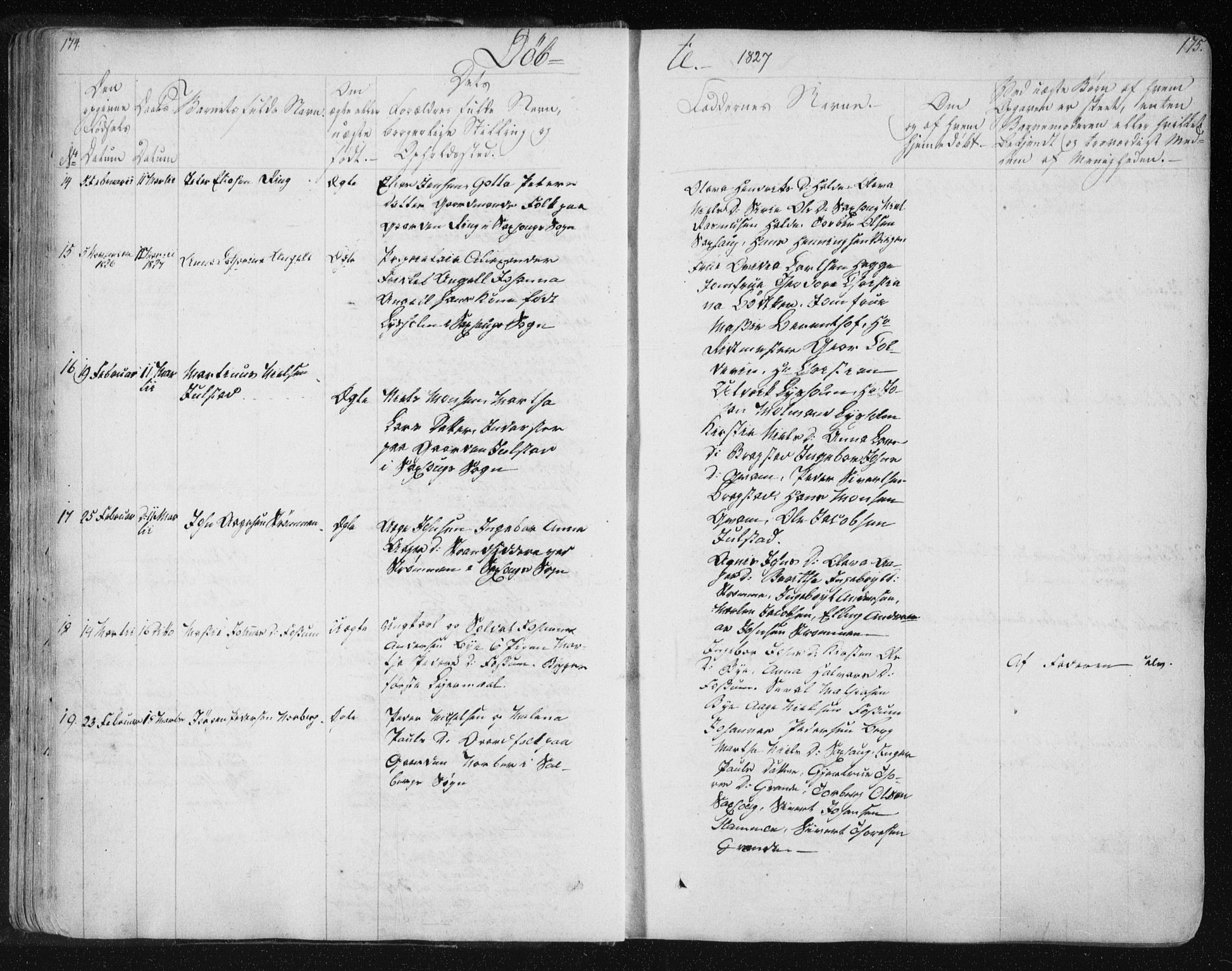 Ministerialprotokoller, klokkerbøker og fødselsregistre - Nord-Trøndelag, SAT/A-1458/730/L0276: Parish register (official) no. 730A05, 1822-1830, p. 174-175