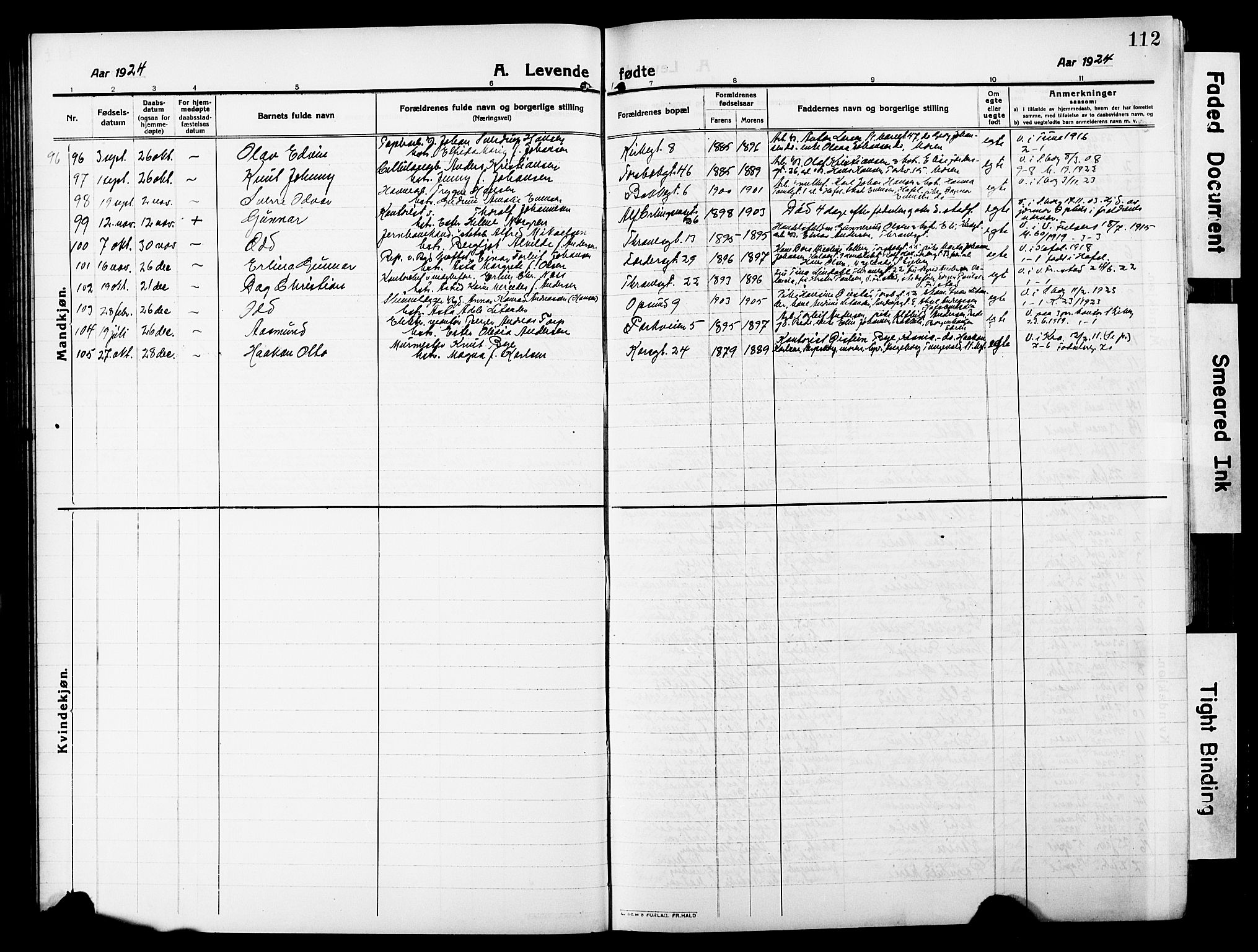 Sarpsborg prestekontor Kirkebøker, SAO/A-2006/G/Ga/L0002: Parish register (copy) no. 2, 1912-1931, p. 112