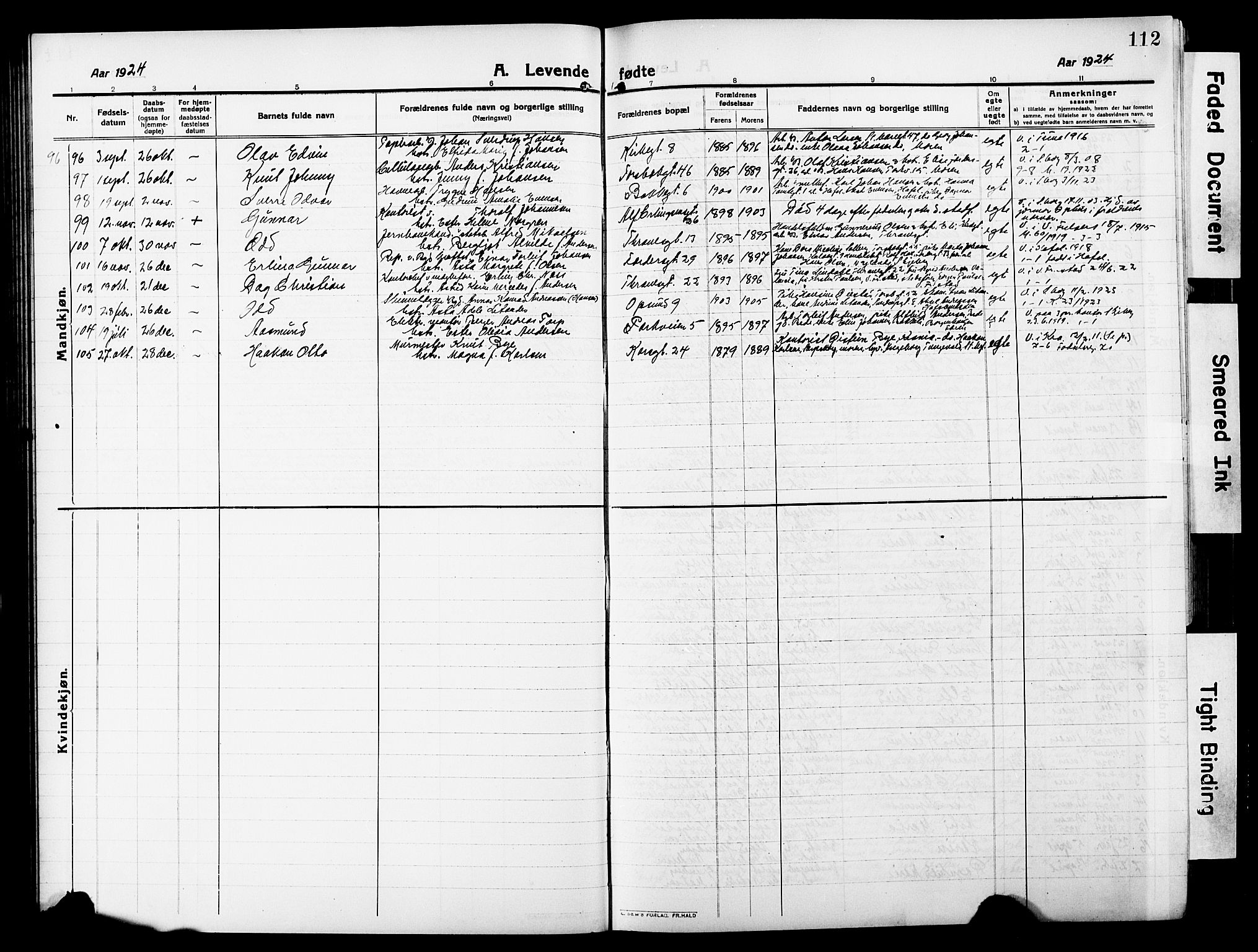 Sarpsborg prestekontor Kirkebøker, AV/SAO-A-2006/G/Ga/L0002: Parish register (copy) no. 2, 1912-1931, p. 112