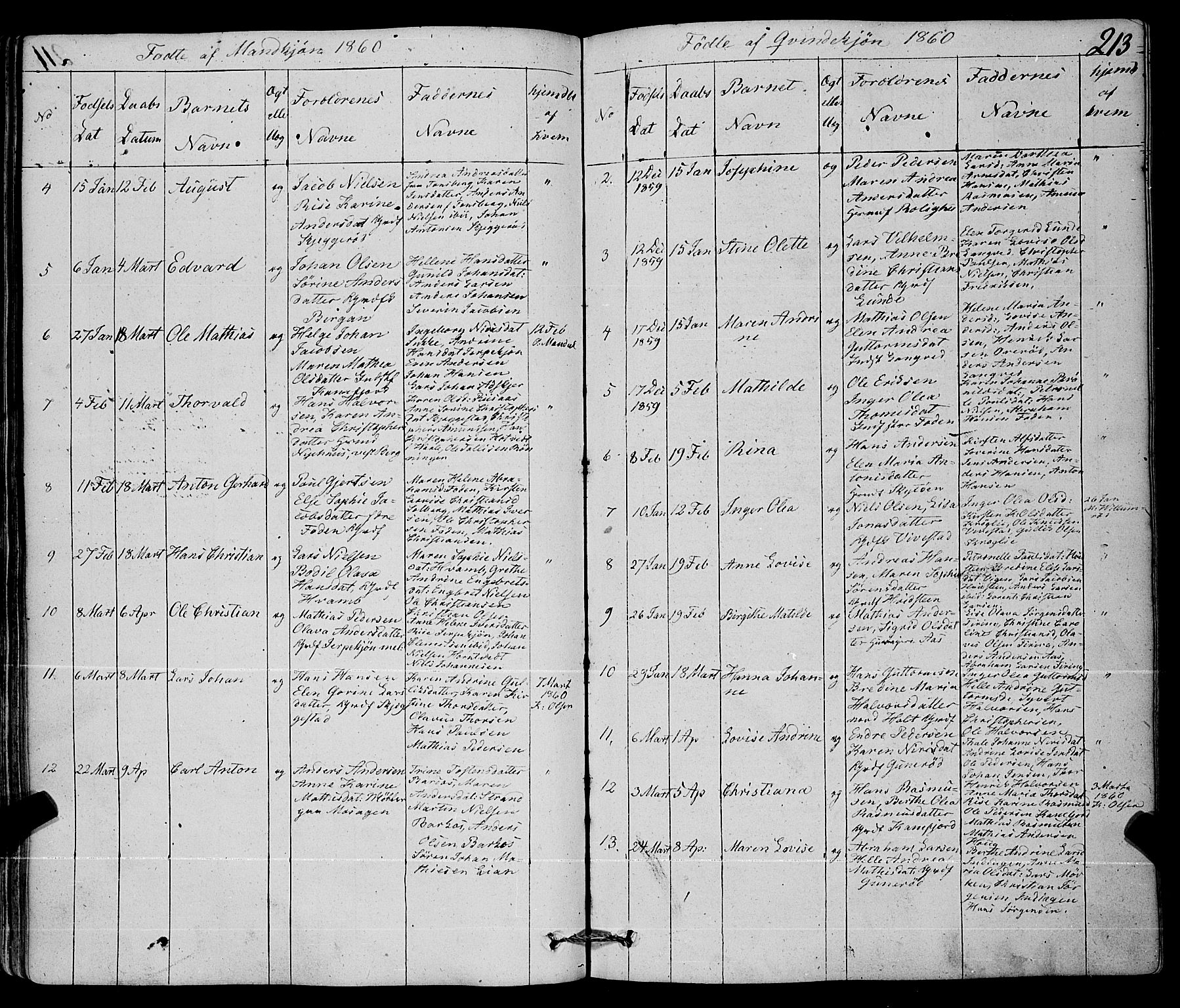 Ramnes kirkebøker, AV/SAKO-A-314/F/Fa/L0005: Parish register (official) no. I 5, 1841-1861, p. 212-213