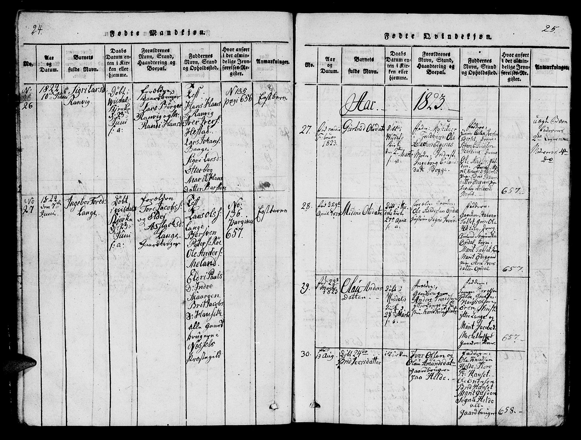 Ministerialprotokoller, klokkerbøker og fødselsregistre - Møre og Romsdal, SAT/A-1454/554/L0644: Parish register (copy) no. 554C01, 1818-1851, p. 24-25