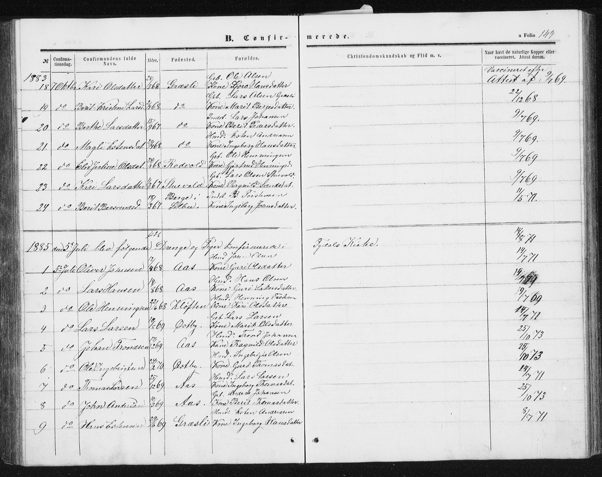 Ministerialprotokoller, klokkerbøker og fødselsregistre - Sør-Trøndelag, SAT/A-1456/698/L1166: Parish register (copy) no. 698C03, 1861-1887, p. 149
