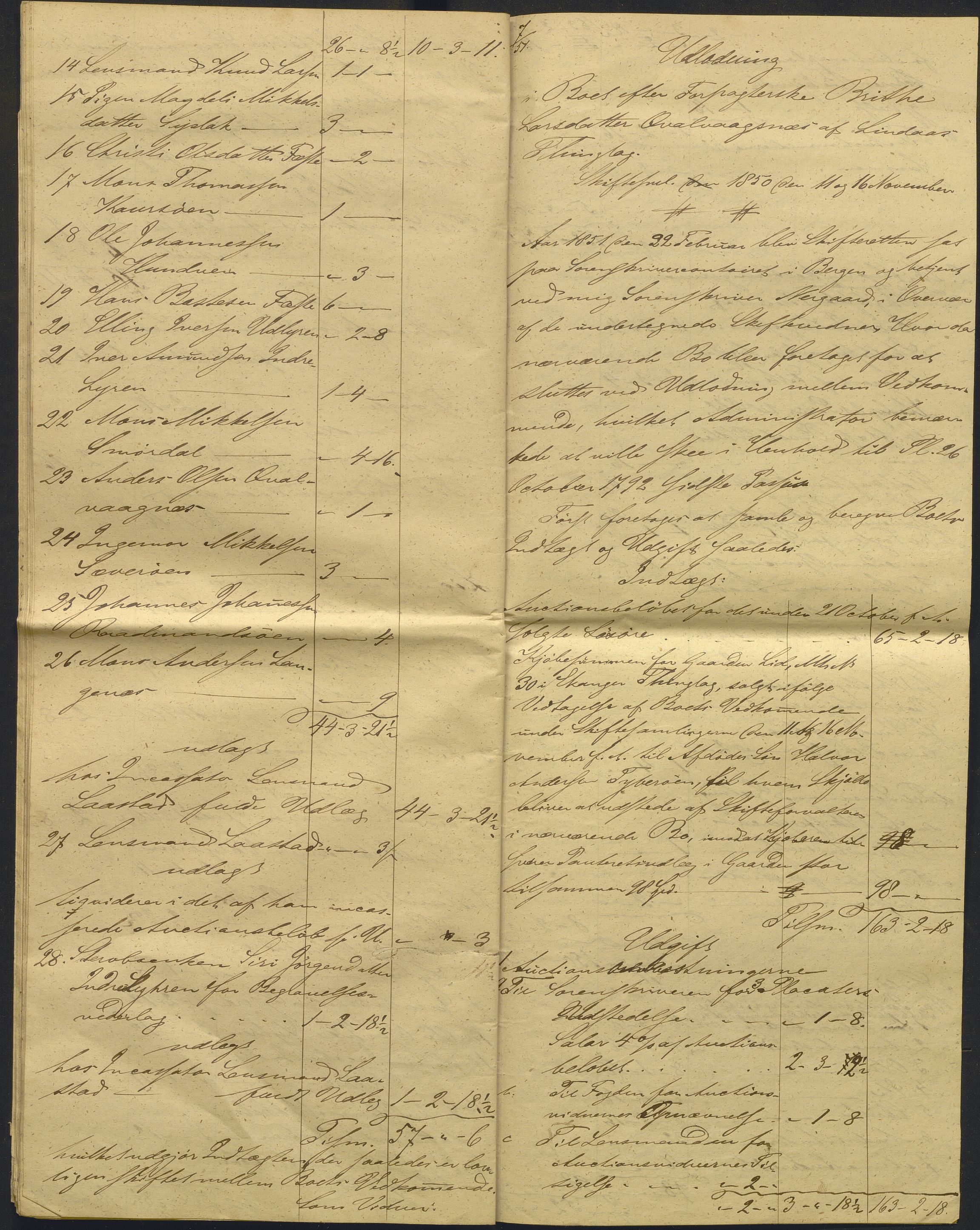 Nordhordland sorenskrivar, AV/SAB-A-2901/1/H/Hd/Hdb/L0001: Konsept til utlodningar, 1850-1852, p. 289