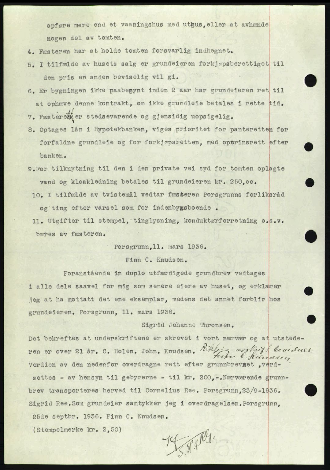 Gjerpen sorenskriveri, AV/SAKO-A-216/G/Ga/Gae/L0067: Mortgage book no. A-66 - A-68, 1936-1937, Diary no: : 2297/1936