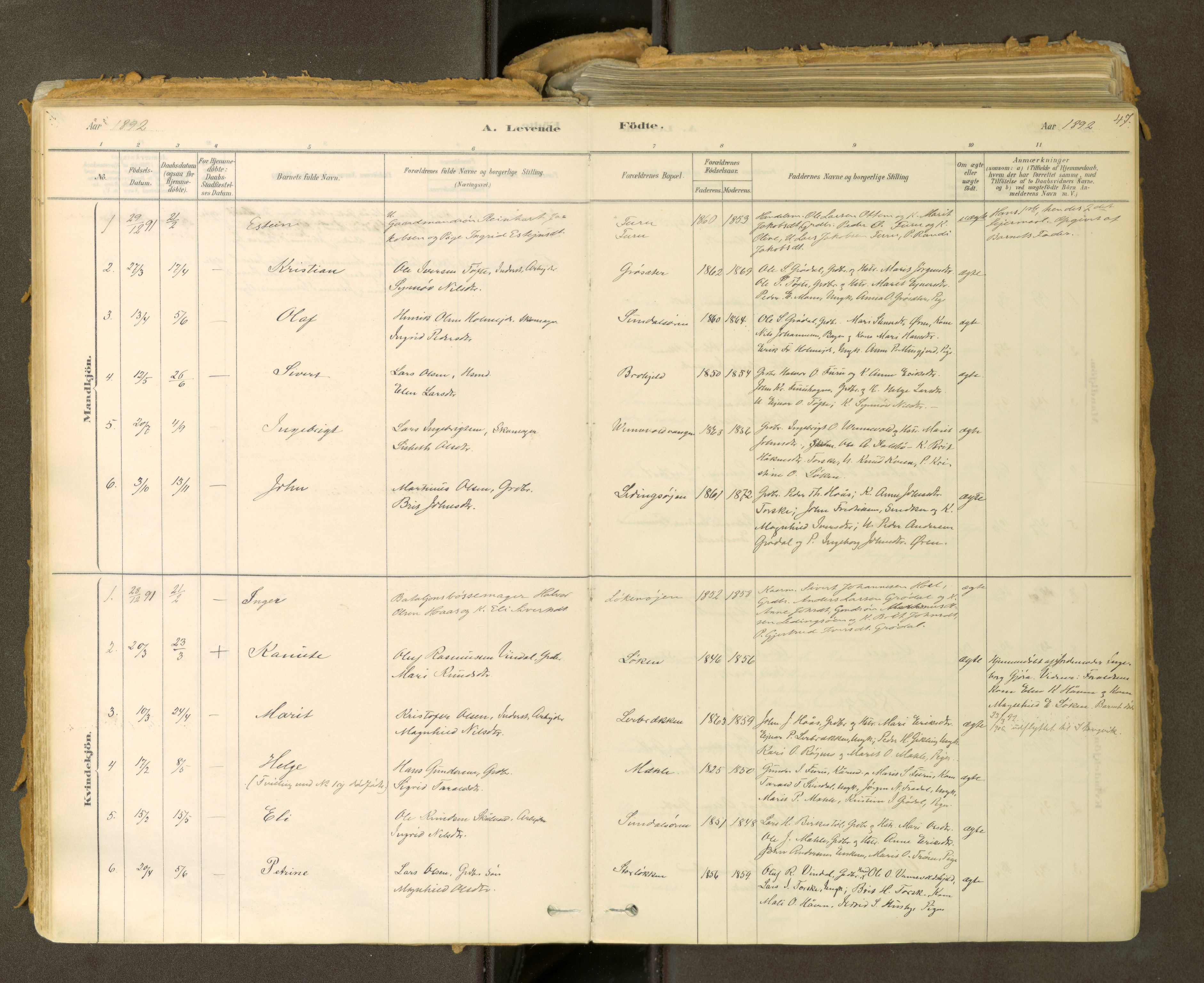 Sunndal sokneprestkontor, SAT/A-1085/1/I/I1/I1a: Parish register (official) no. 2, 1877-1914, p. 47