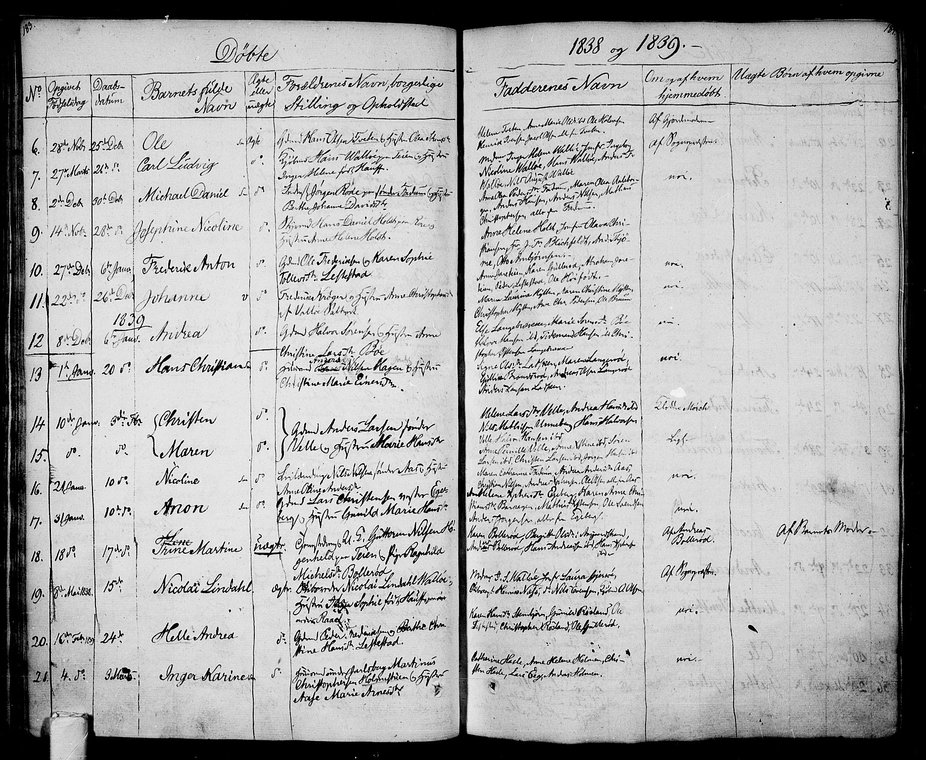 Sem kirkebøker, AV/SAKO-A-5/F/Fa/L0005: Parish register (official) no. I 5, 1825-1842, p. 183-184