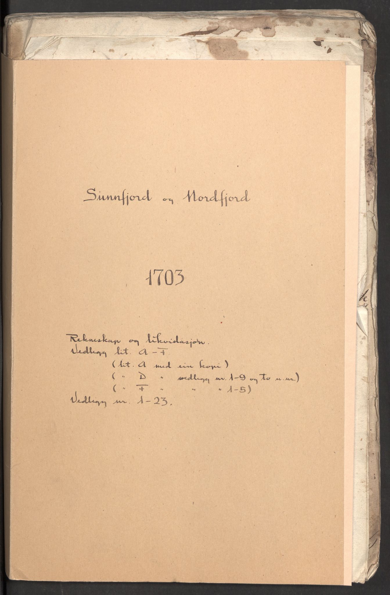 Rentekammeret inntil 1814, Reviderte regnskaper, Fogderegnskap, RA/EA-4092/R53/L3427: Fogderegnskap Sunn- og Nordfjord, 1703, p. 2