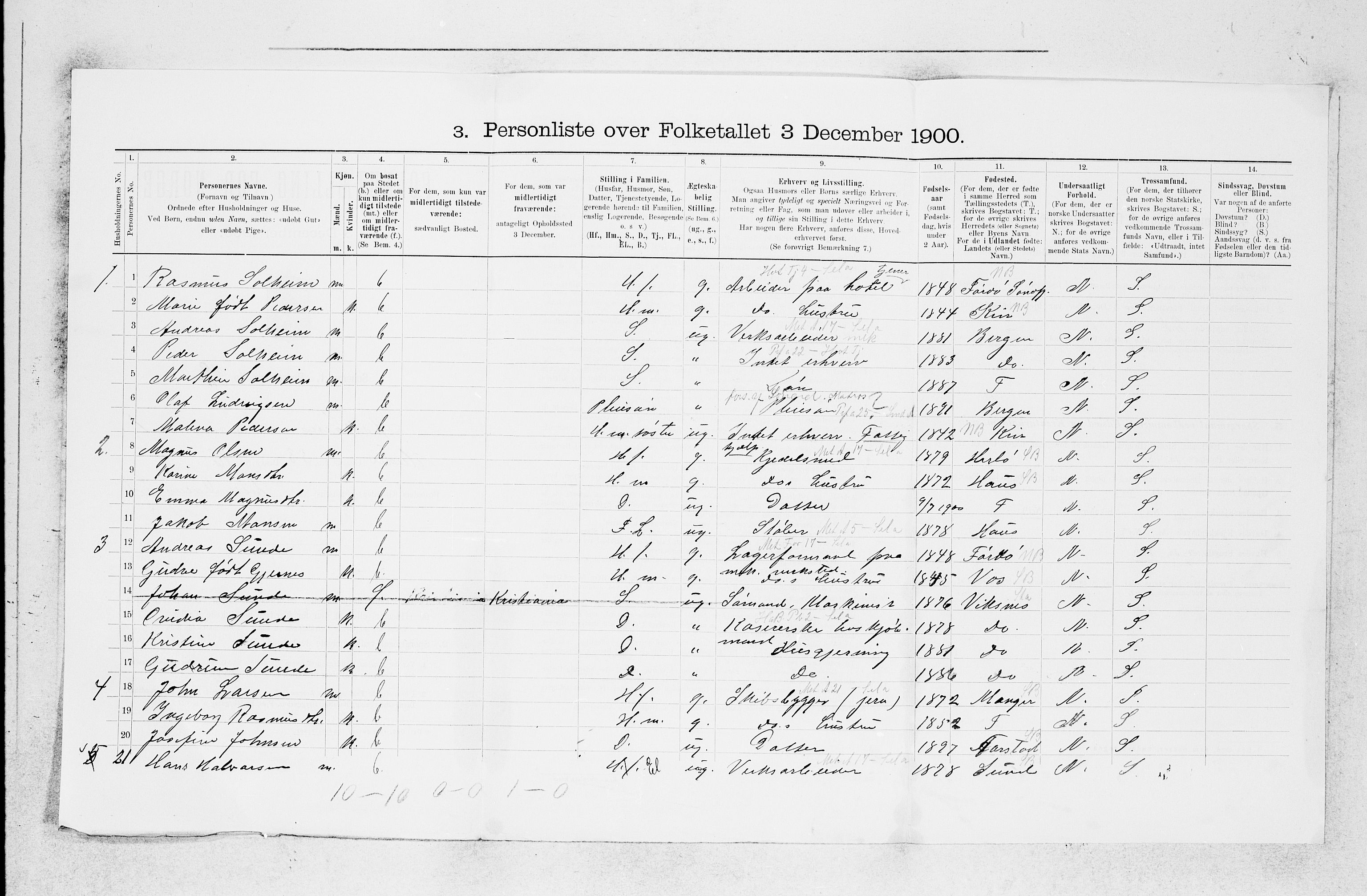 SAB, 1900 census for Askøy, 1900, p. 322