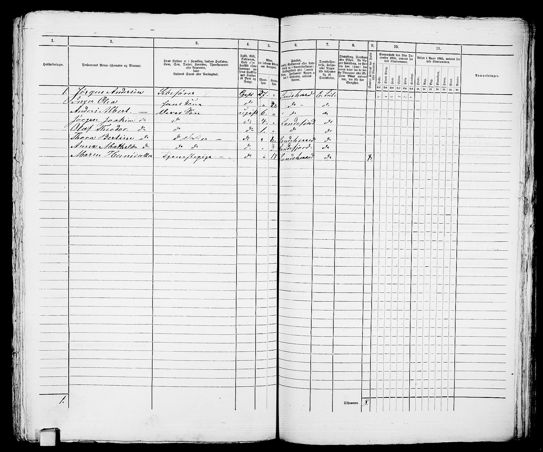 RA, 1865 census for Sandeherred/Sandefjord, 1865, p. 482