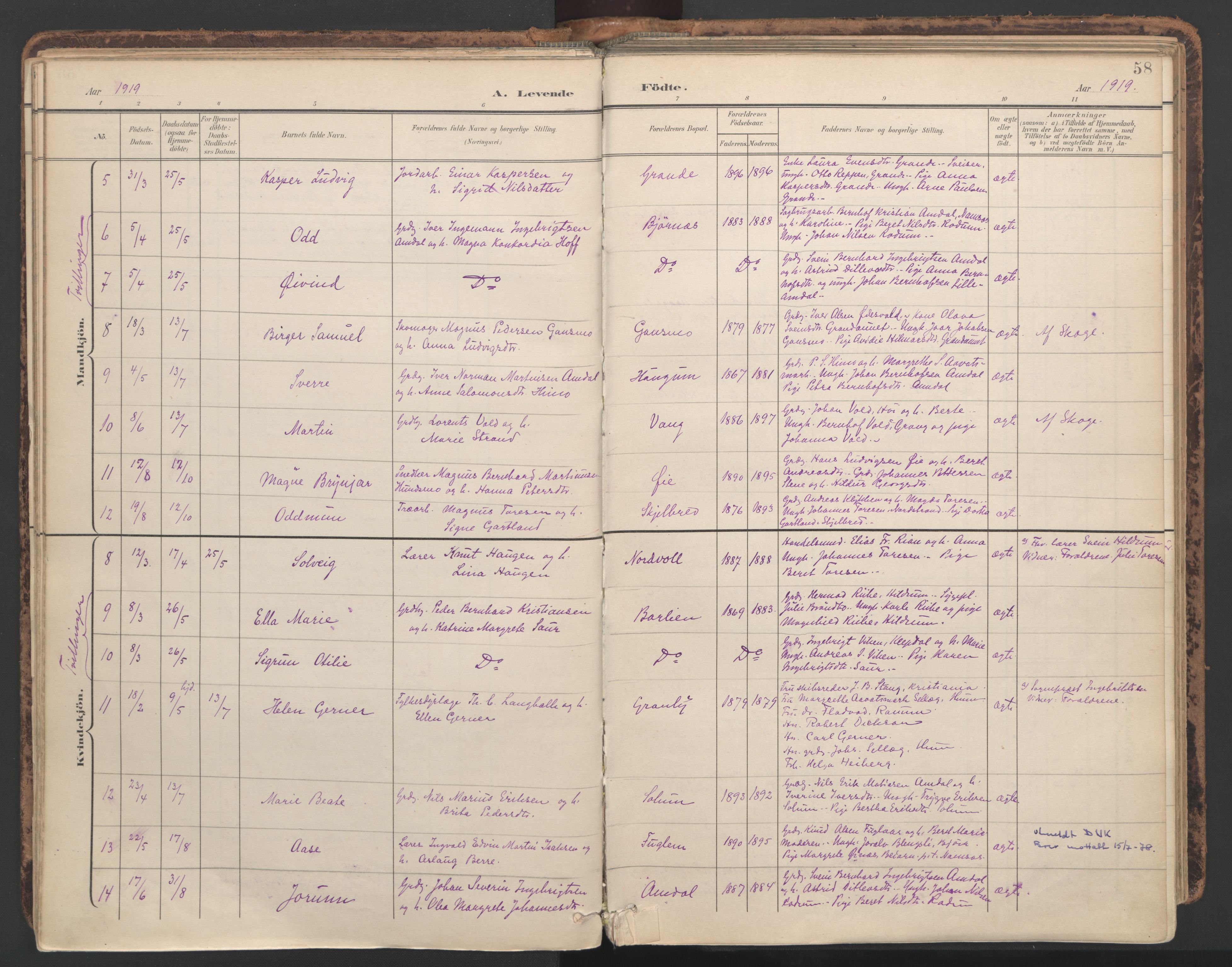 Ministerialprotokoller, klokkerbøker og fødselsregistre - Nord-Trøndelag, AV/SAT-A-1458/764/L0556: Parish register (official) no. 764A11, 1897-1924, p. 58