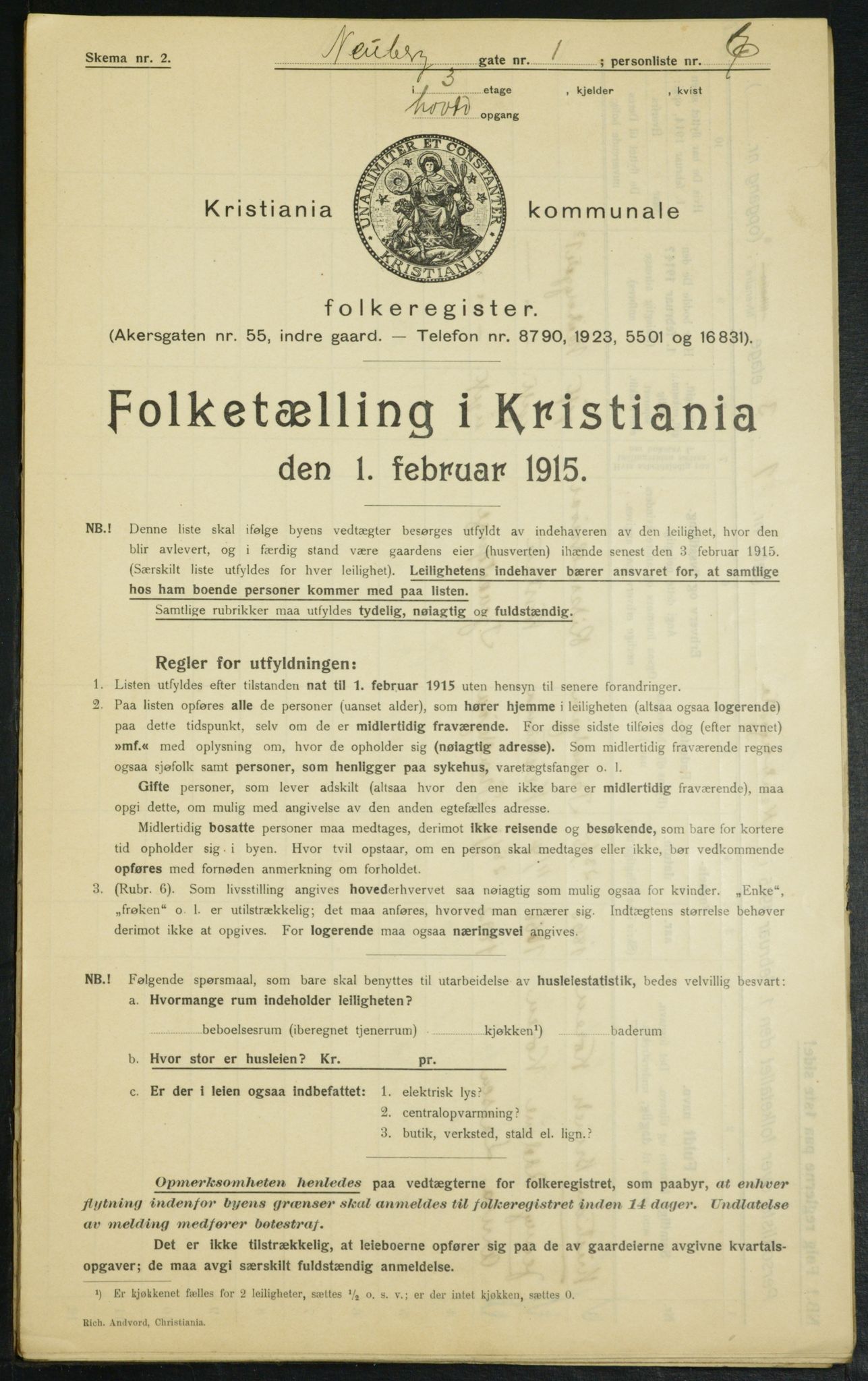 OBA, Municipal Census 1915 for Kristiania, 1915, p. 69068