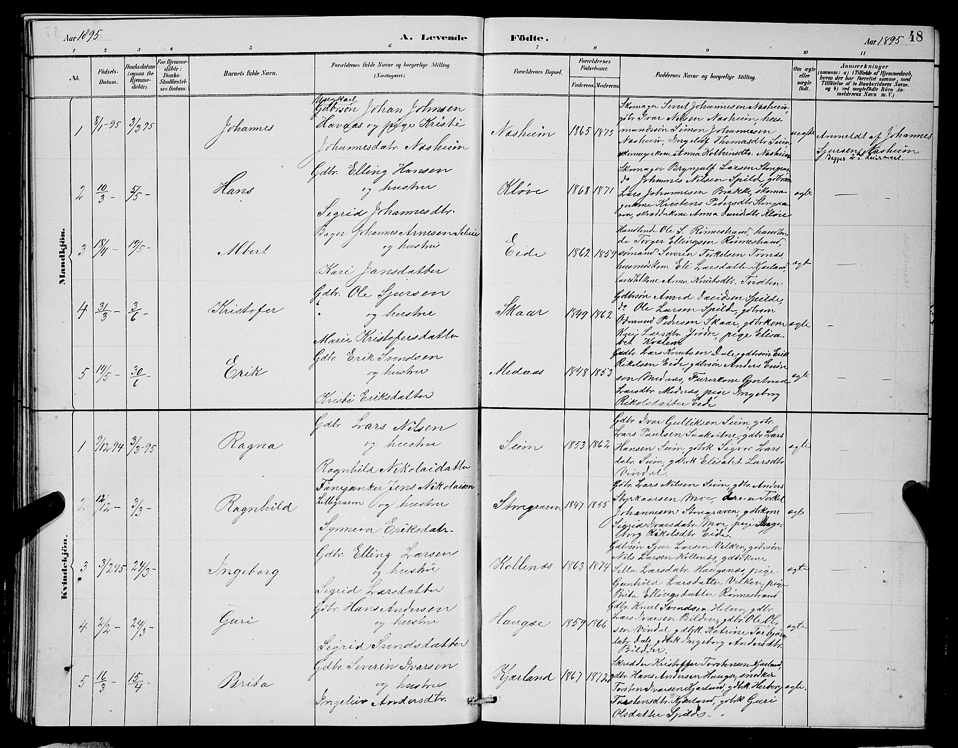 Ulvik sokneprestembete, SAB/A-78801/H/Hab: Parish register (copy) no. B 3, 1884-1901, p. 48