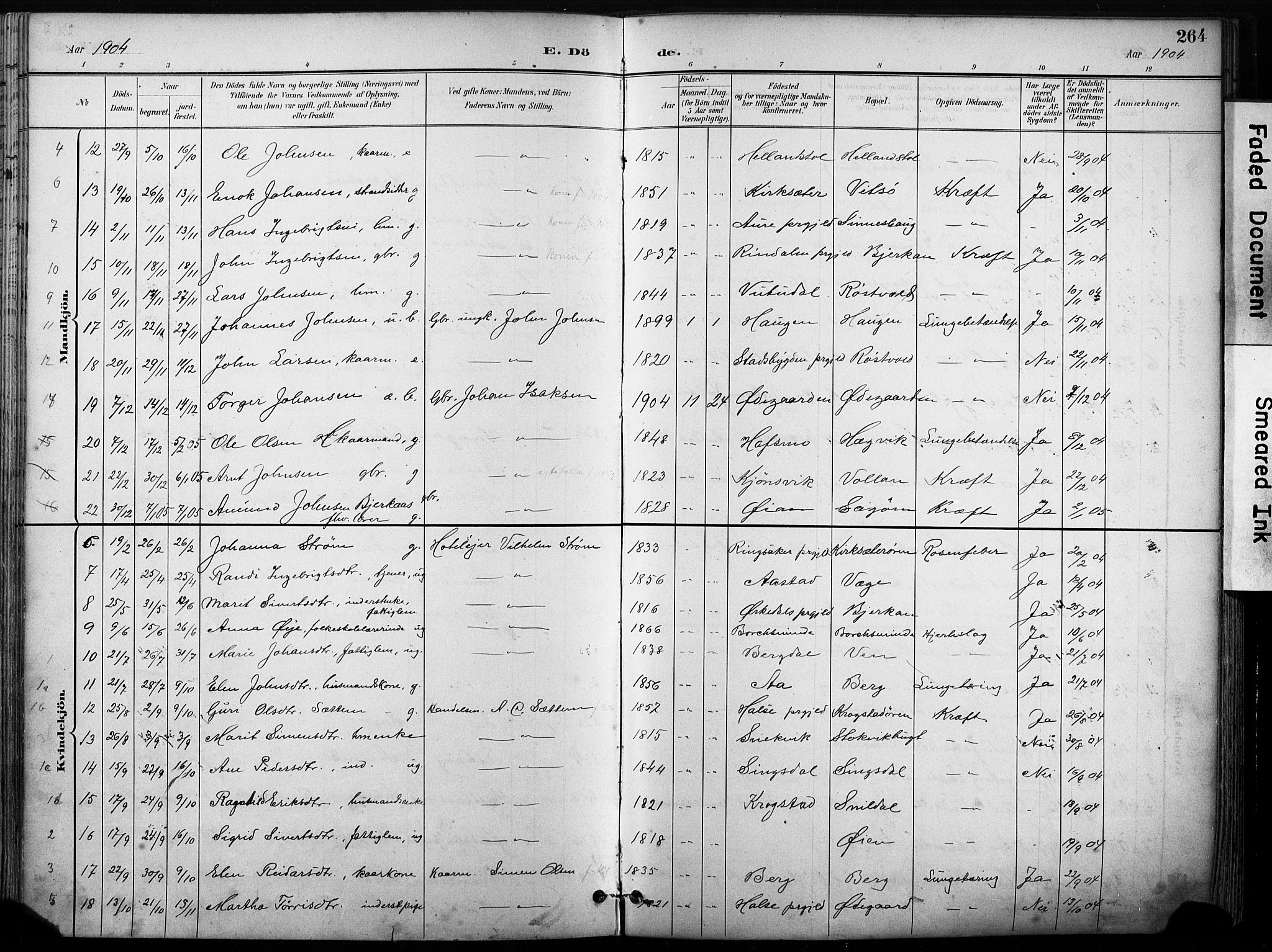 Ministerialprotokoller, klokkerbøker og fødselsregistre - Sør-Trøndelag, SAT/A-1456/630/L0497: Parish register (official) no. 630A10, 1896-1910, p. 264