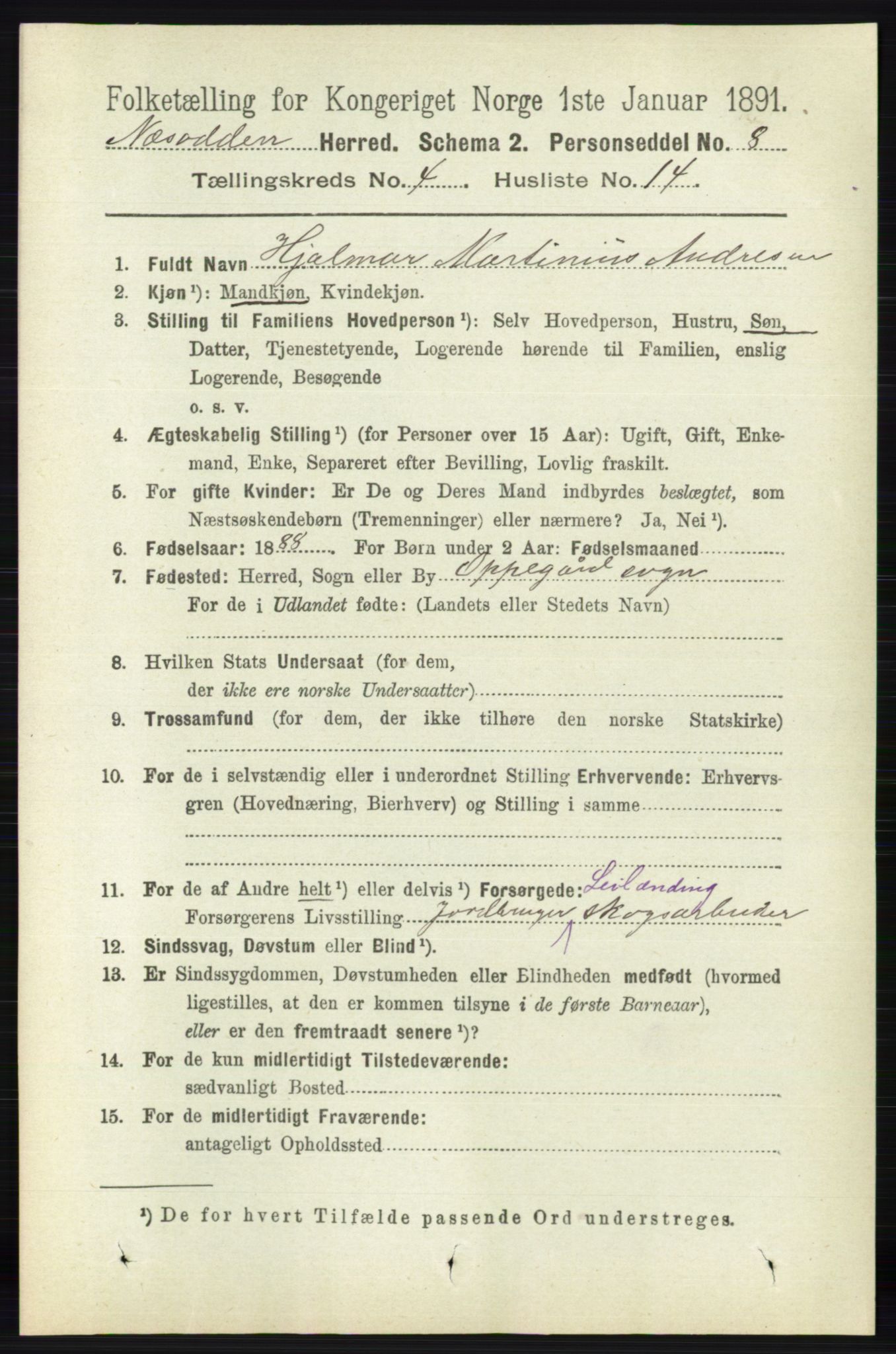 RA, 1891 census for 0216 Nesodden, 1891, p. 1776